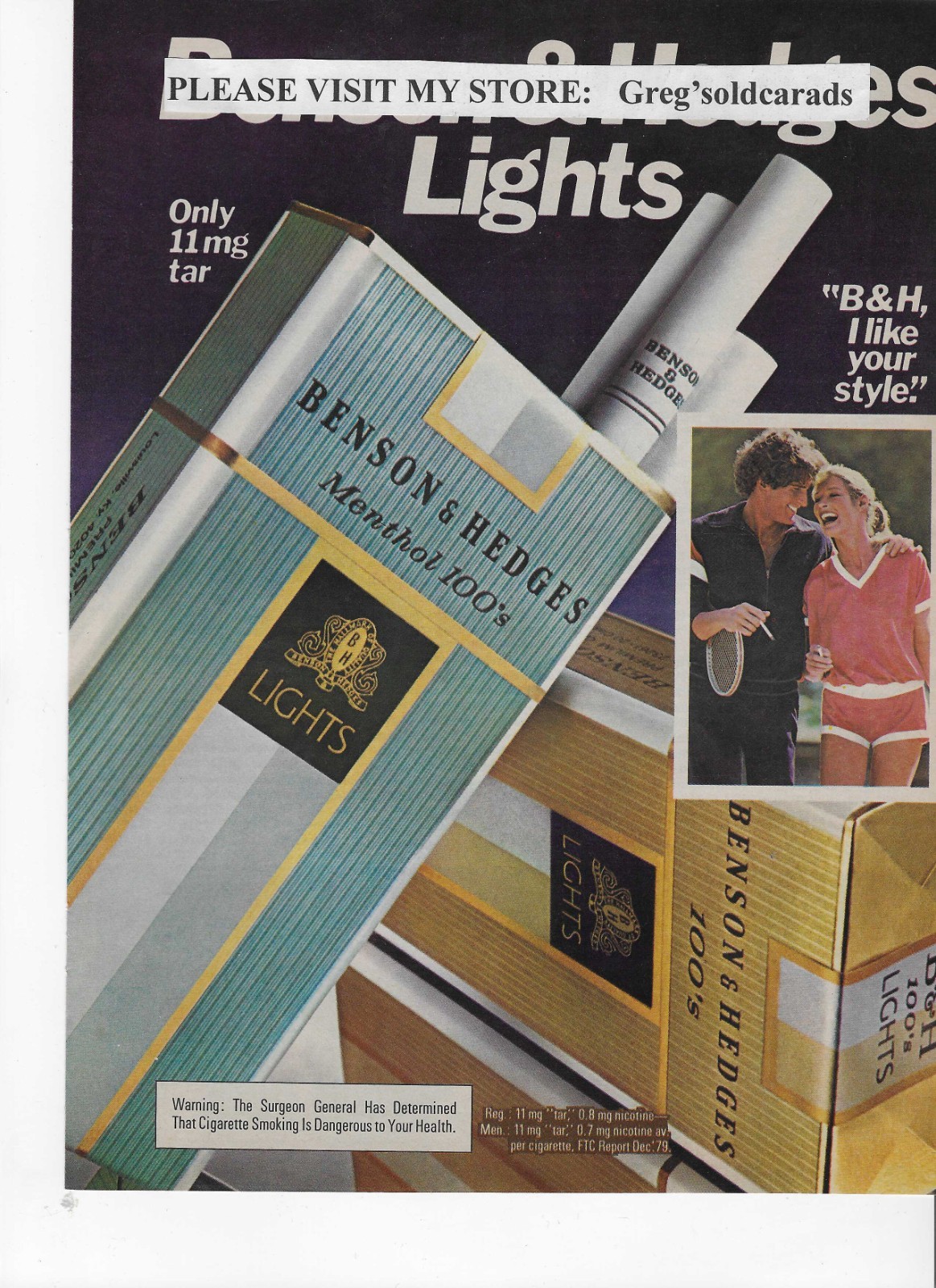 Original 1978  Benson & Hedges Light 100 Cigarettes vintage print ad
