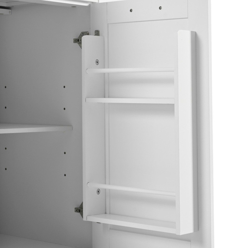 Kitchen Island with Drop Leaf with 3 Tier Pull Out Cabinet Organizer, White