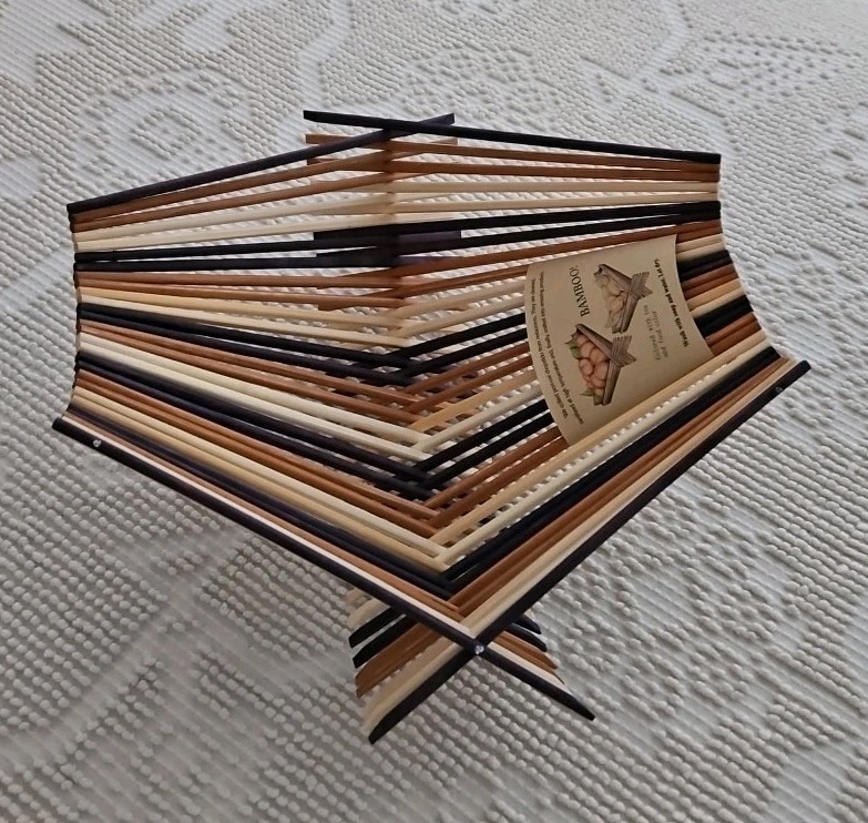 NEW Chopstick Art Wood Bamboo Folding Basket Collapsible recycled sanitized
