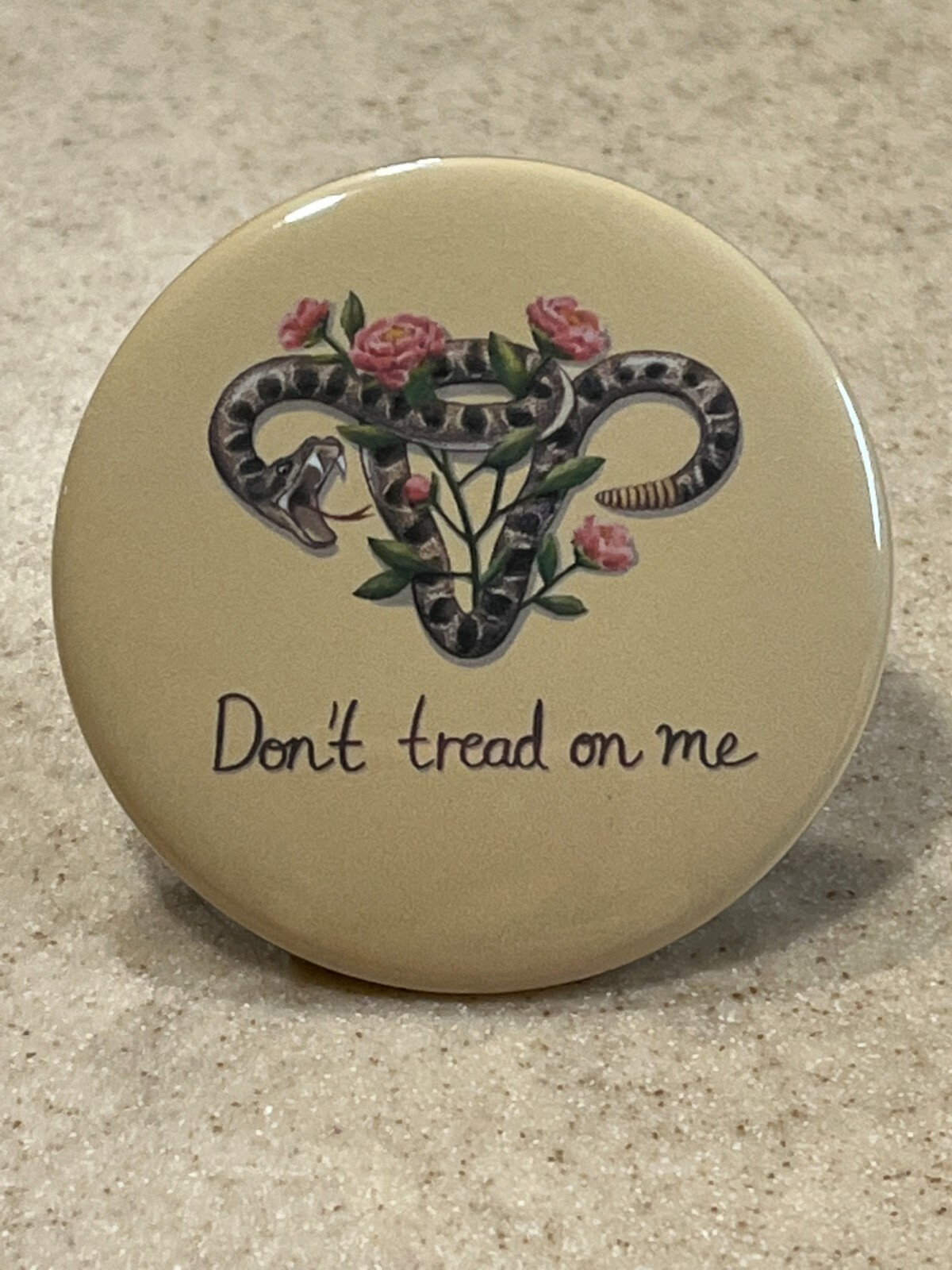 Pro-Choice Pin-Back Button "Don't Tread On Me" Rattlesnake