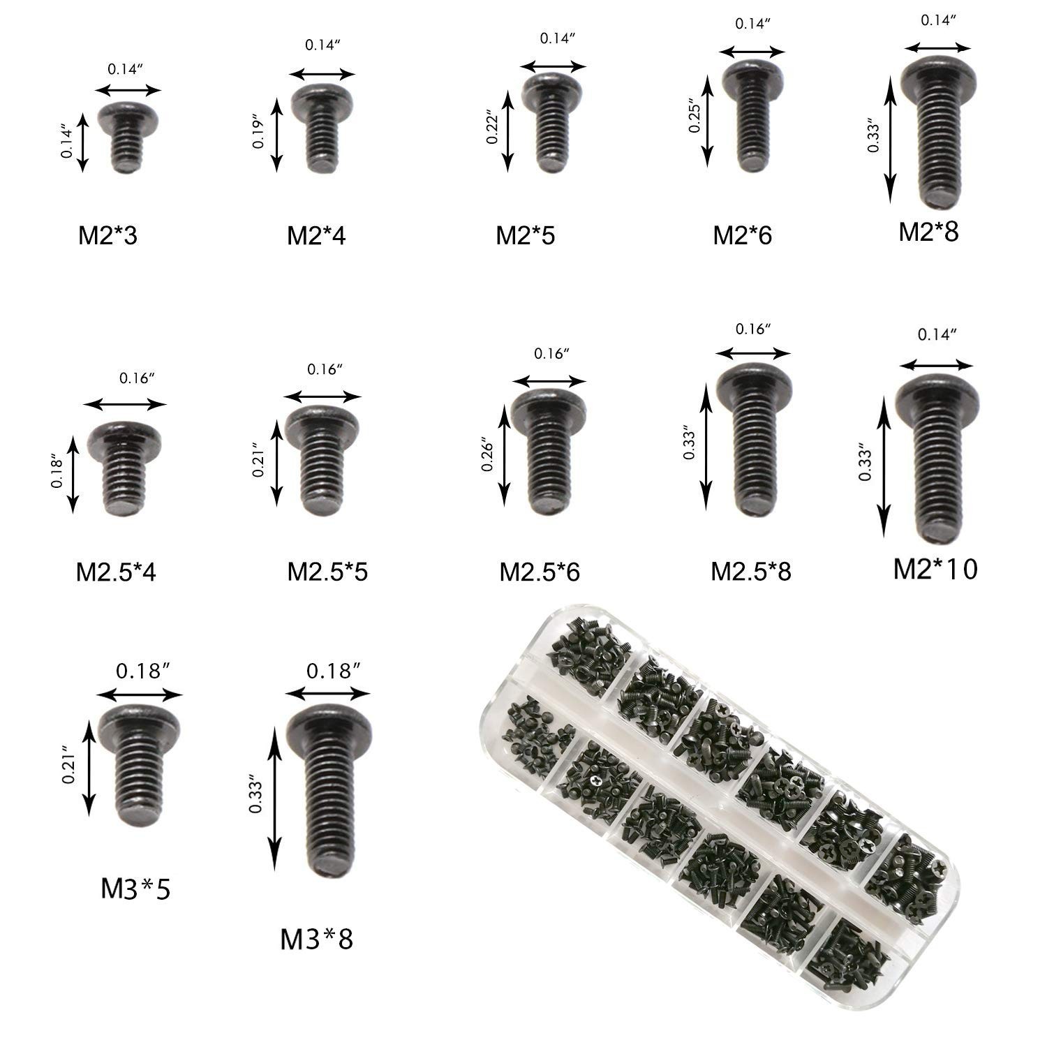 360pcs 12sizes Laptop Notebook Tiny Computer Replacement electronic Screws As...