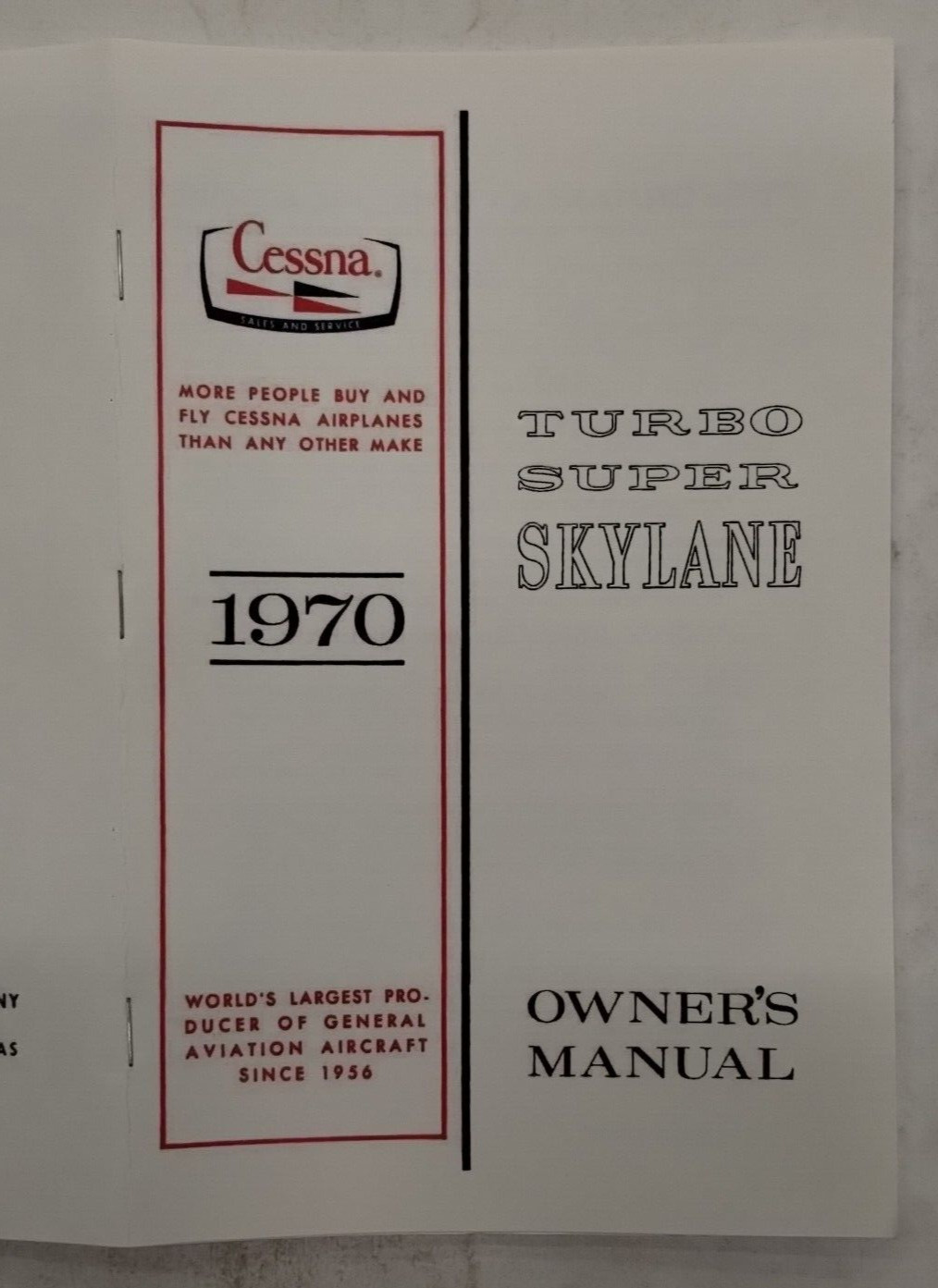 Cessna 1970 Model TP206E Turbo Super Skylane Owner's Manual-Reproduction
