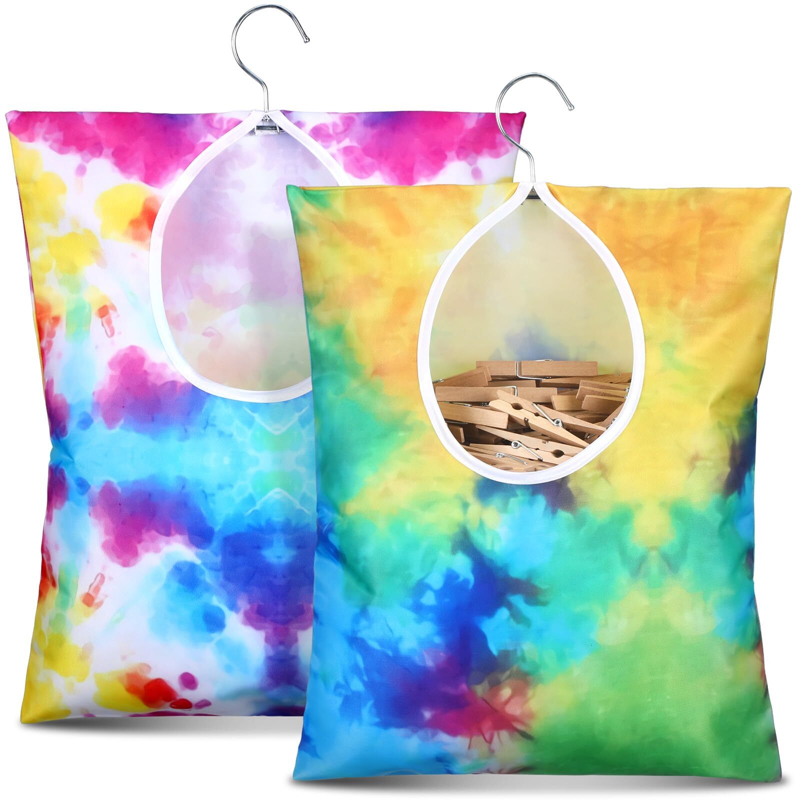 2 Pcs Clothespin Bag with Hanging Hook 15 x11" Summer Laundry Clothes Pin
