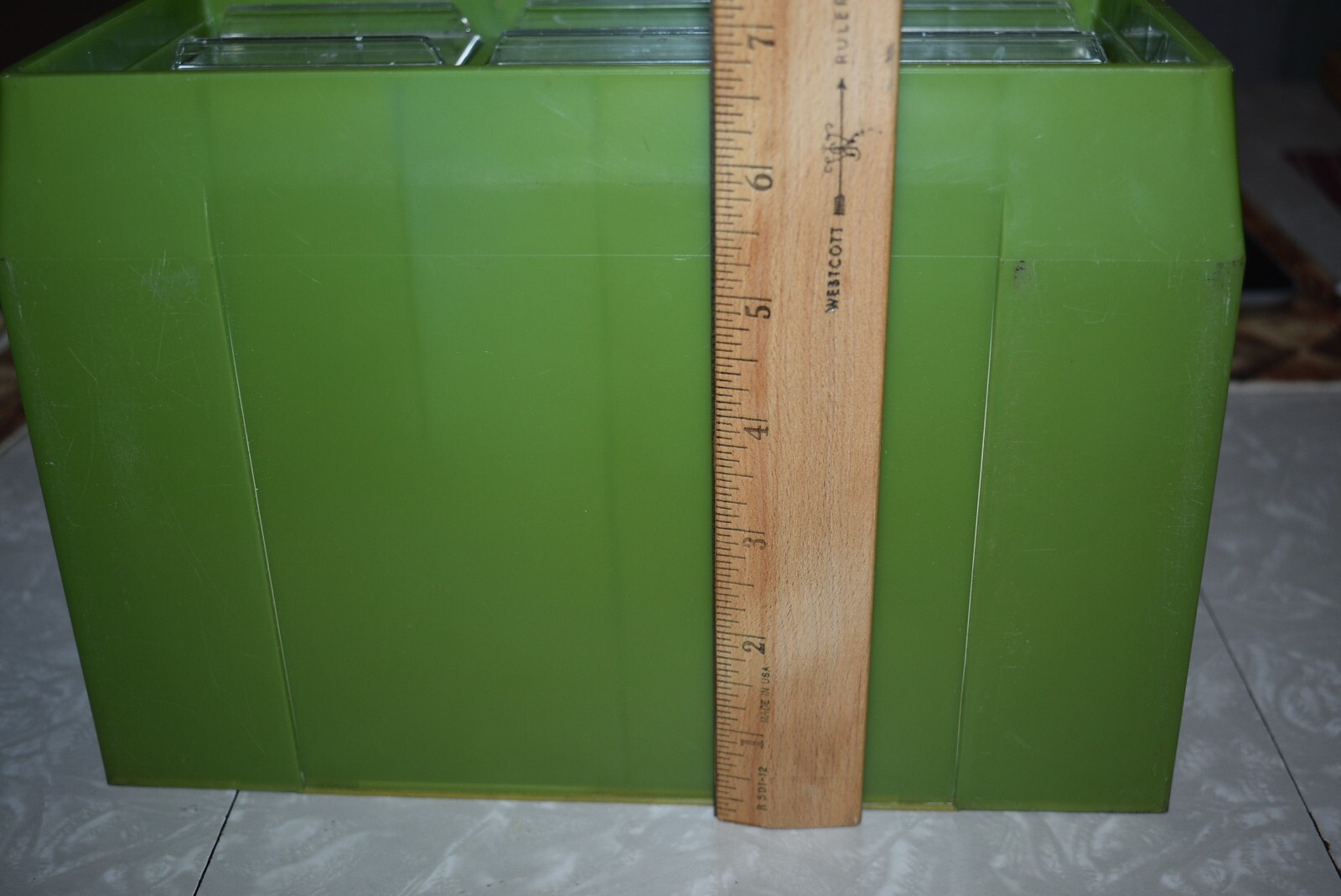 Retro 70s Akro-Mils Avocado Green Plastic 9 Drawer Bits & Bobs Storage Organizer