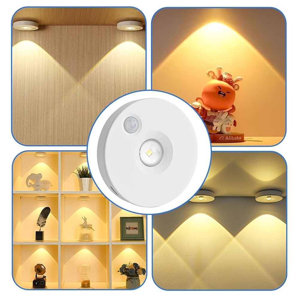 6PCS LED Motion Sensor Night Light USB Rechargeable for Cabinet Closet Stair