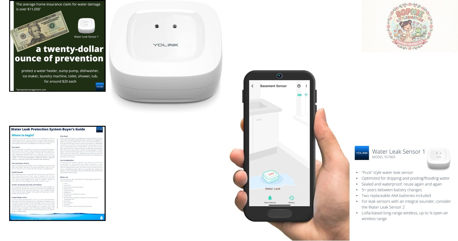 Indoor Wireless Water Leak Sensor with Valve Controller - And 5- Battery