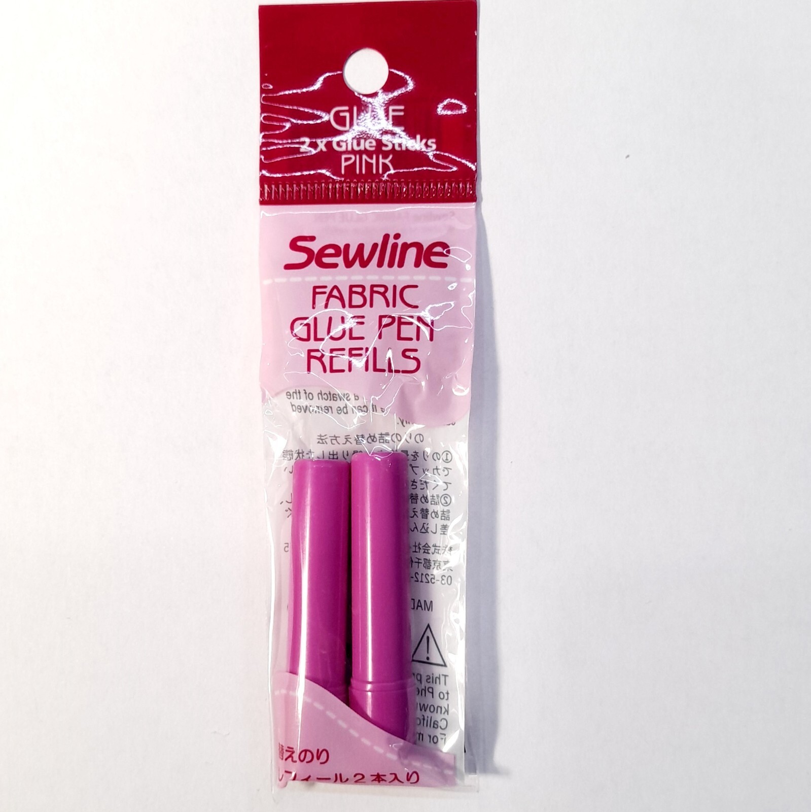 Sewline 2 pack fabric glue pen refills water soluble suit EPP or applique - Pink