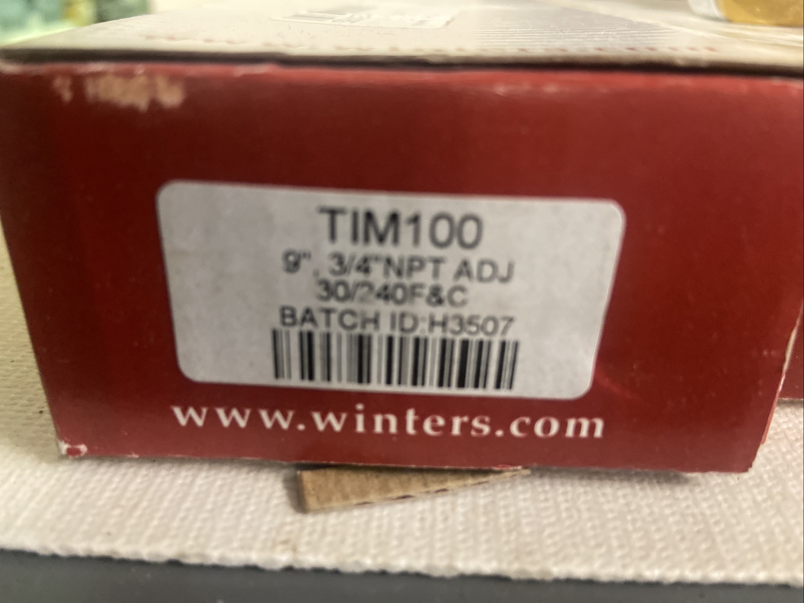 Winters,TIM100,Thermometer Analog 30-240 Deg 3/4 IN NPT 9 IN Length Lot of 2