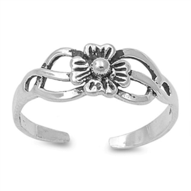 Flower Knot Toe Ring Sterling Silver 925 Fashion Beach Adjustable Jewelry Gift
