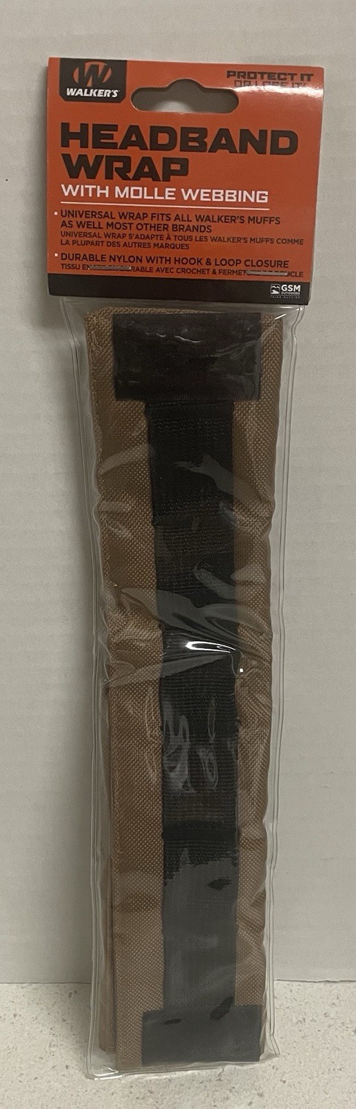 Walker's Headband Wrap with MOLLE Webbing for Shooting Earmuffs Coyote Brown New