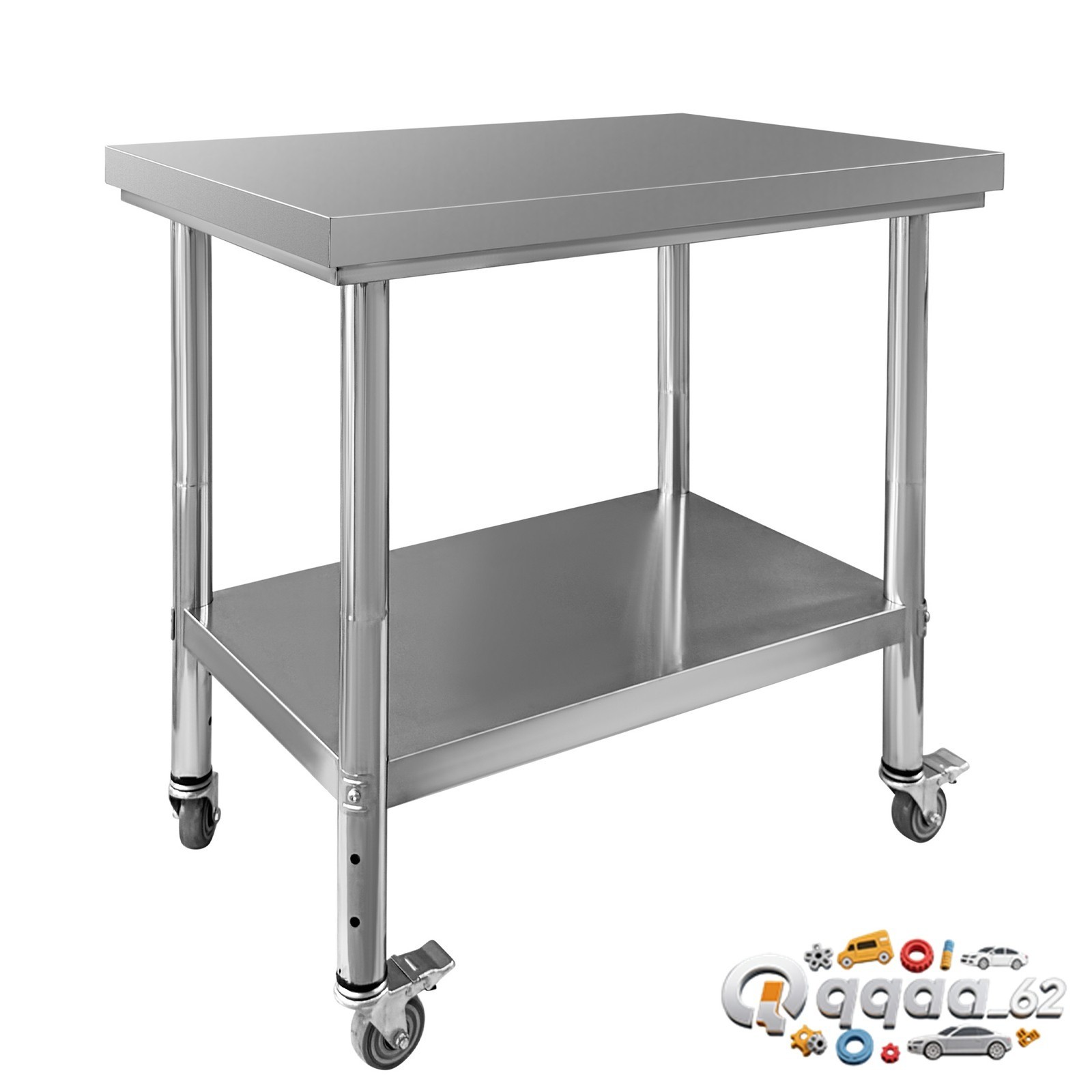 36x24" Heavy Duty Stainless Steel Rolling Work Table 4 Wheels Food Prep Bench