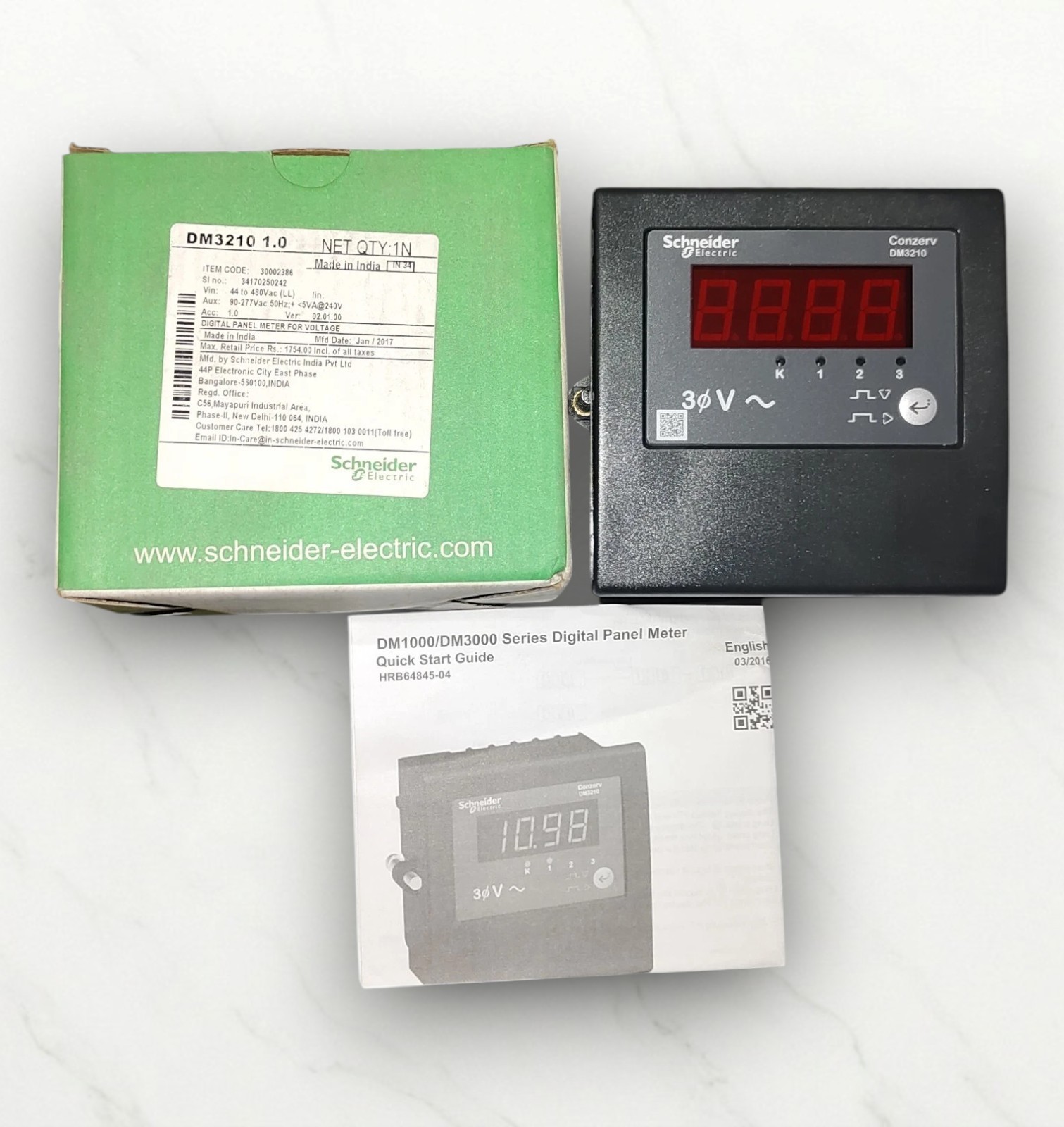 SCHNEIDER ELECTRIC DM3210 1.0 THREE PHASE VOLT METER VOLTAGE 90-277VAC FAST SHIP