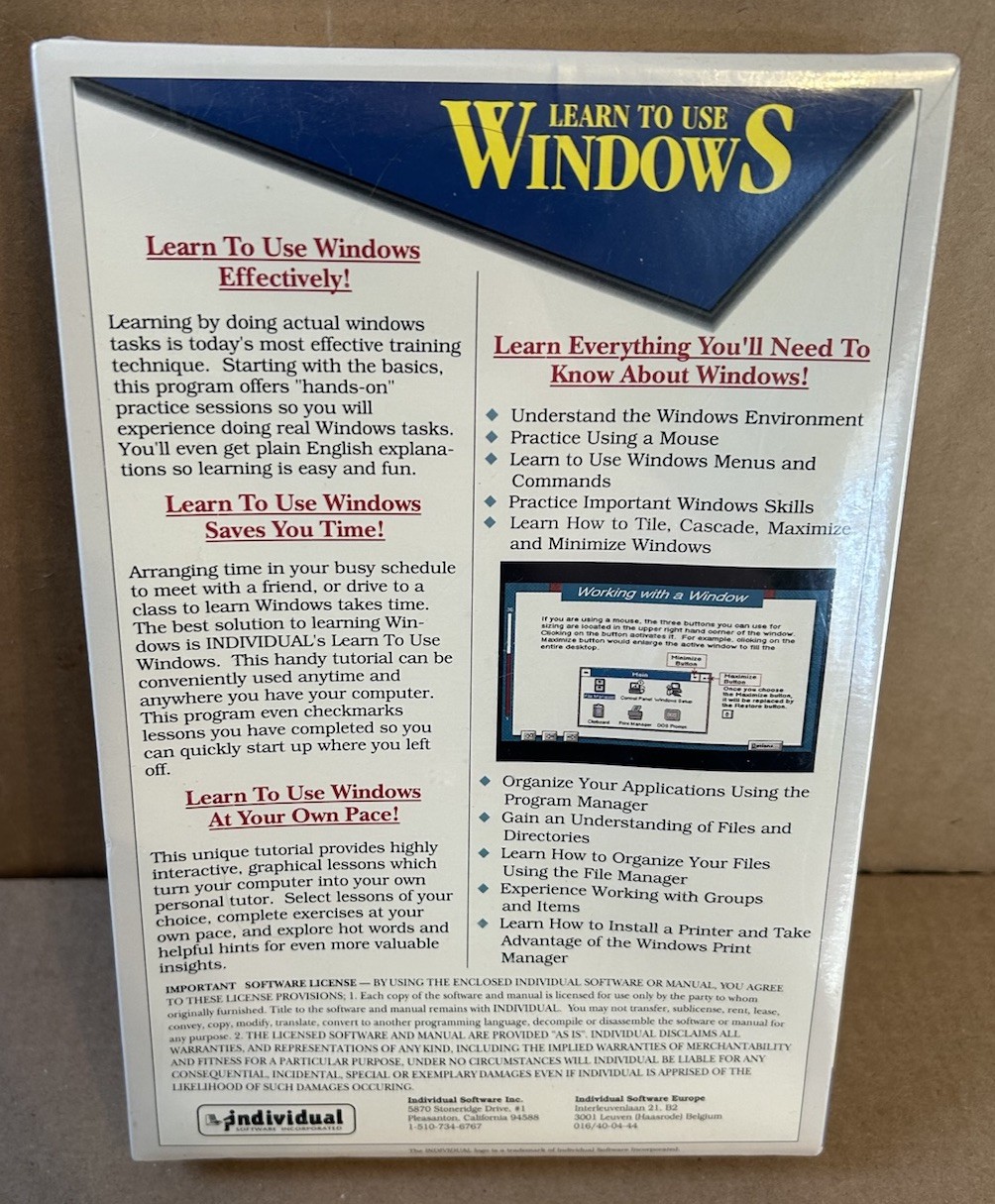 Individual Tutor Learn To Use Window Big Box Sealed NIB Windows 3.1 Floppy Disk