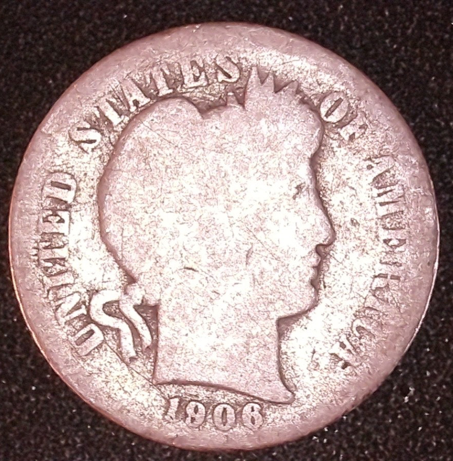 1906-O  BARBER SILVER DIME 10C