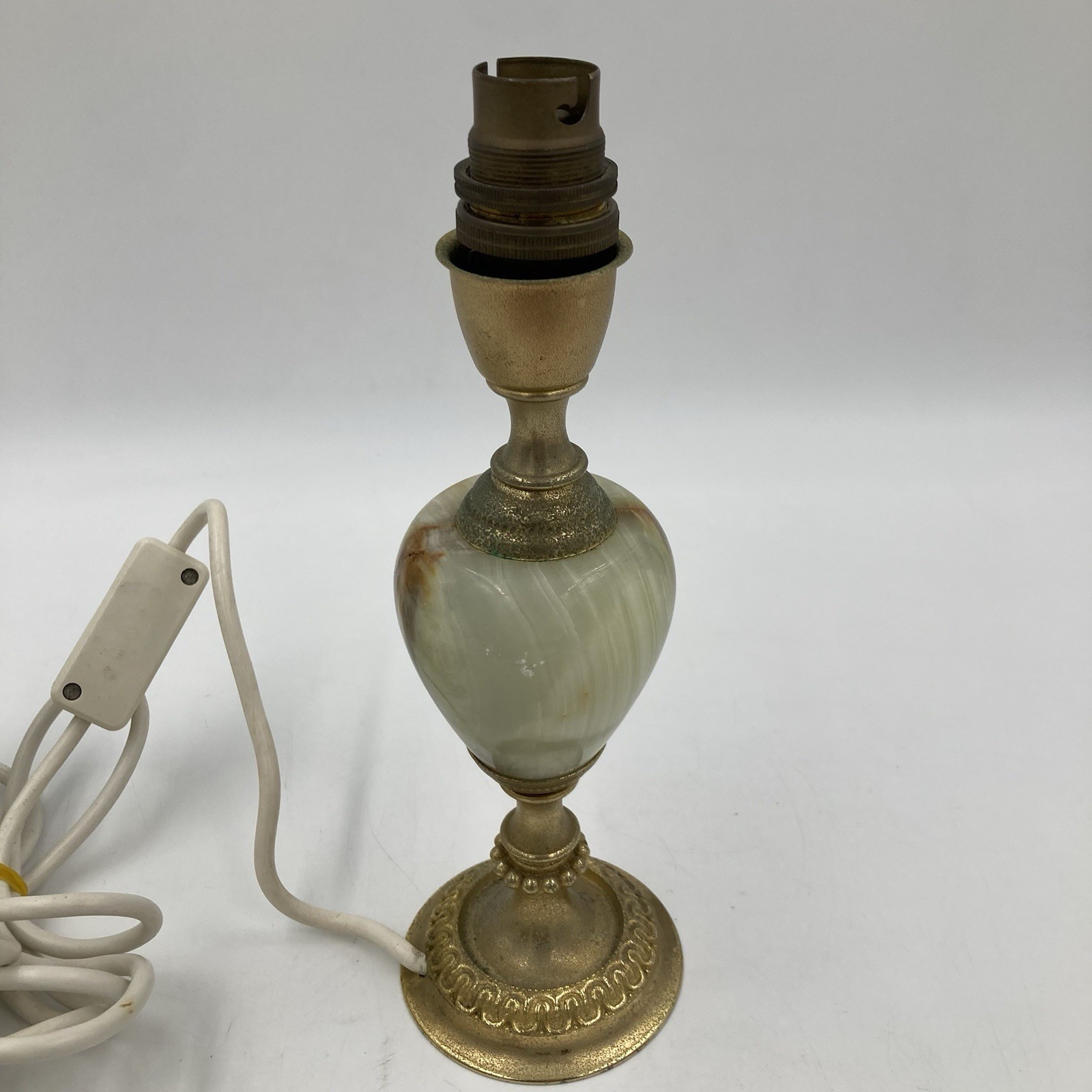 Vintage Brass & Stone Table Lamp Traditional Classical 27cm