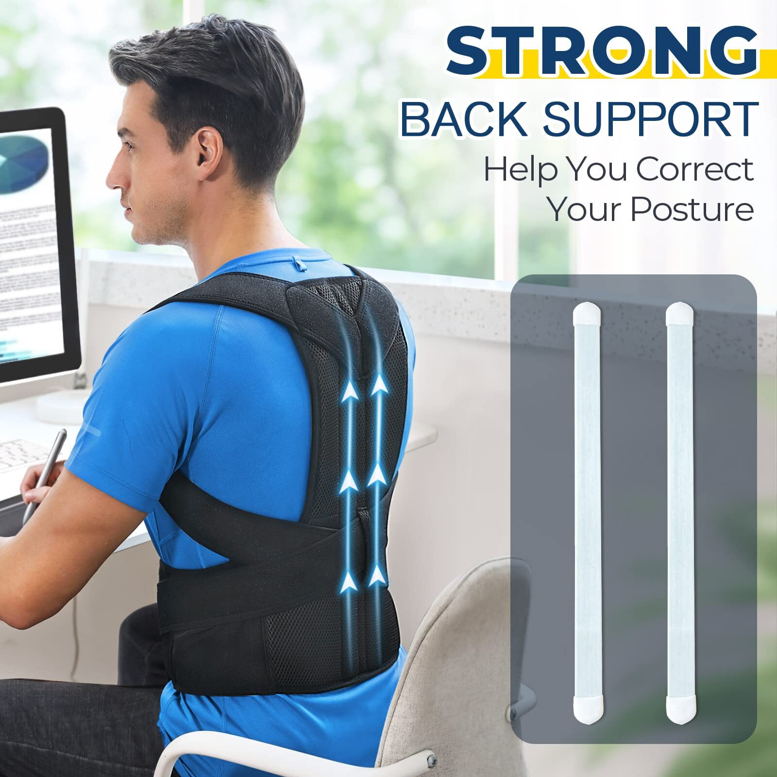 Adjustable and Fully Back Support Improve Back Posture and Lumbar Support