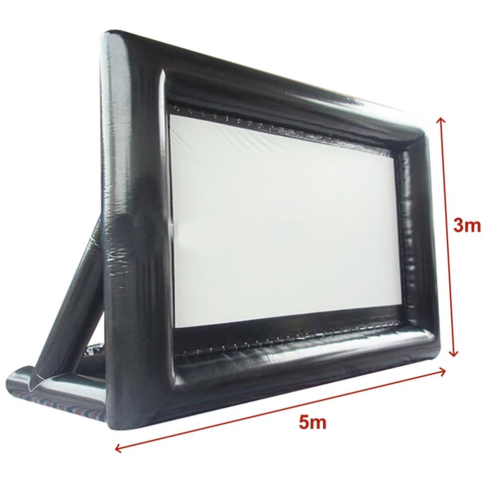 Outdoor Inflatable PVC Tarpaulin Movie Screen Black 5m*3m (110V 200W Blower)
