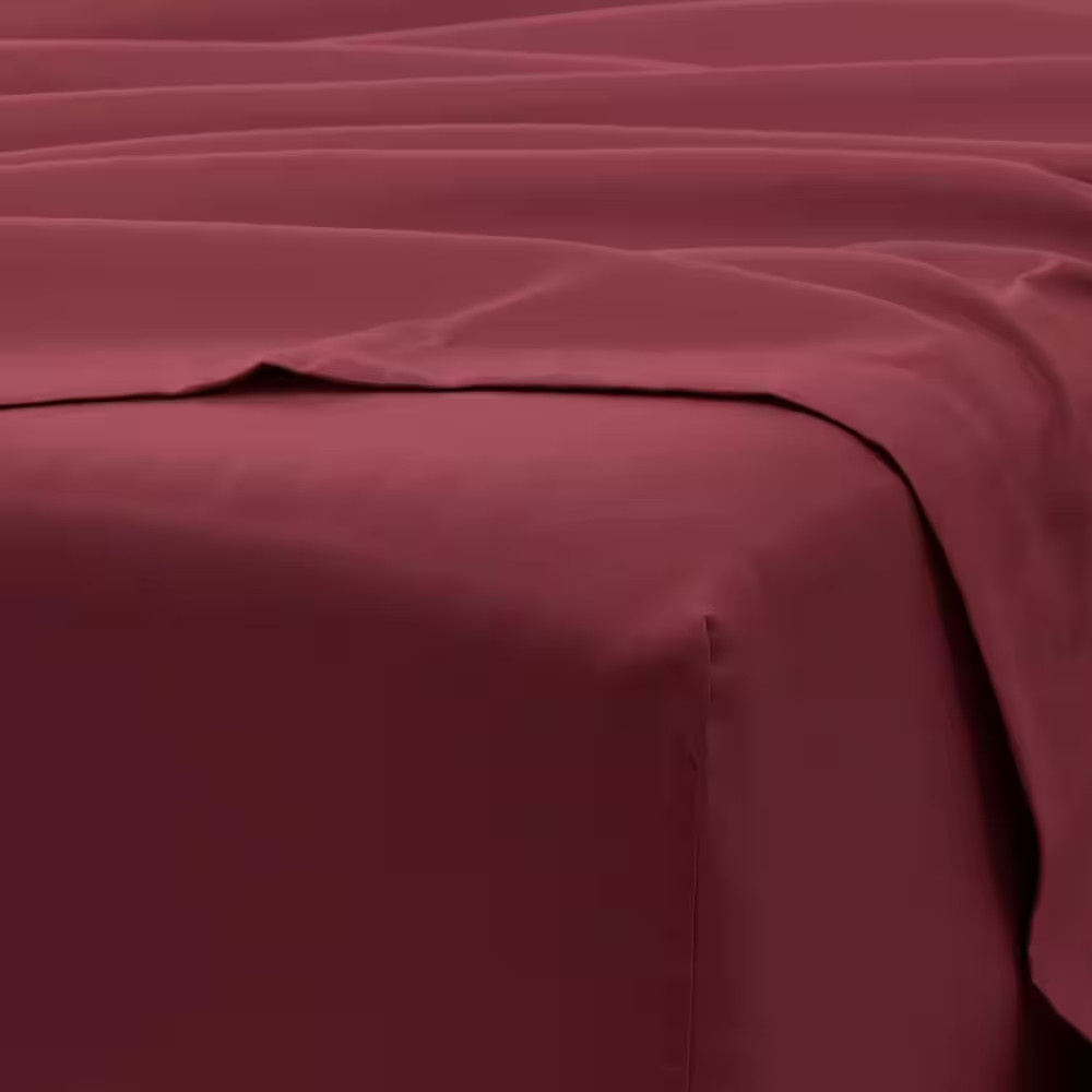 6-Piece Burgundy Solid Microfiber Twin Sheet Set Free Shipping New