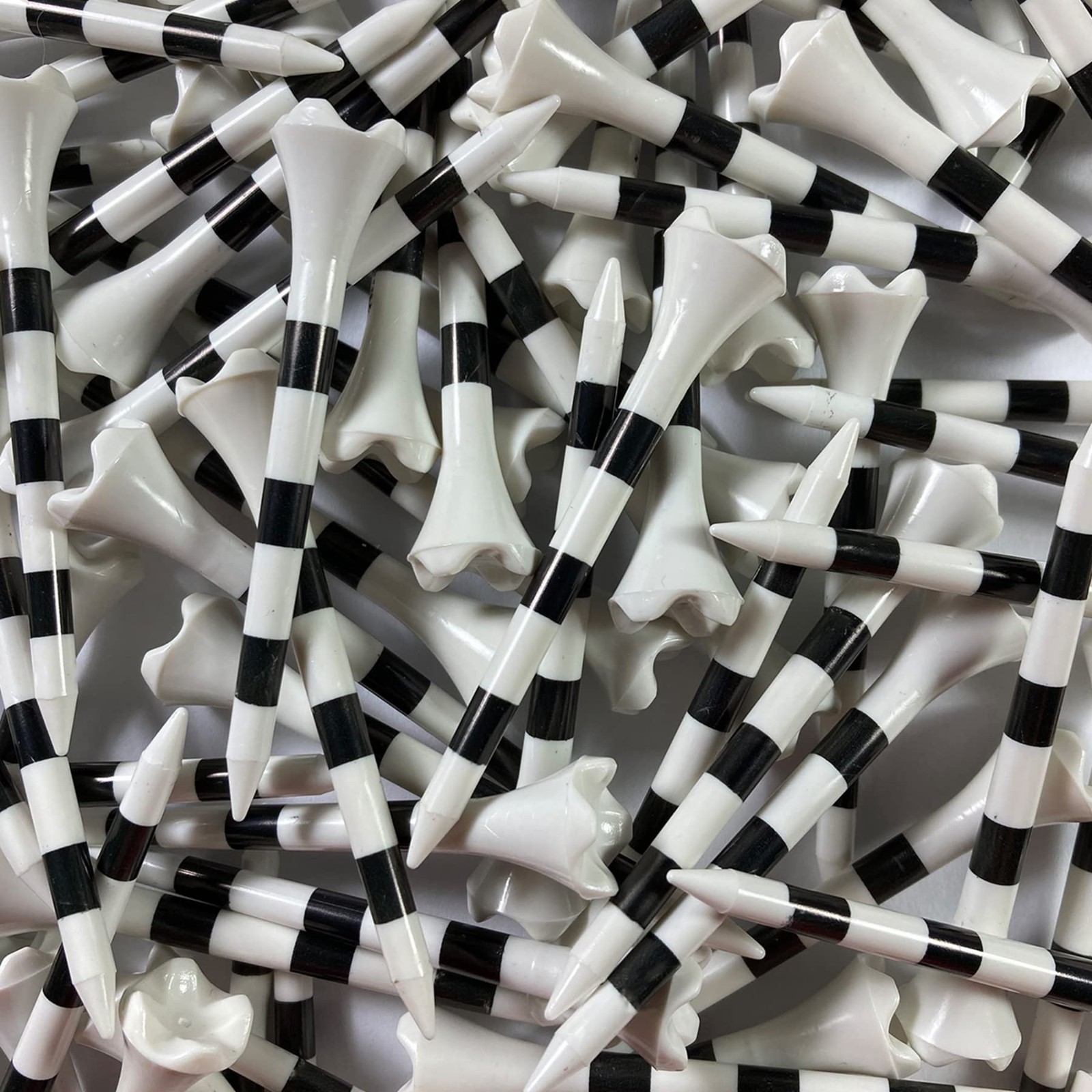 Performance Plastic Golf Tees - 100 Count, 2-3/4 Inch, White Striped - Consisten
