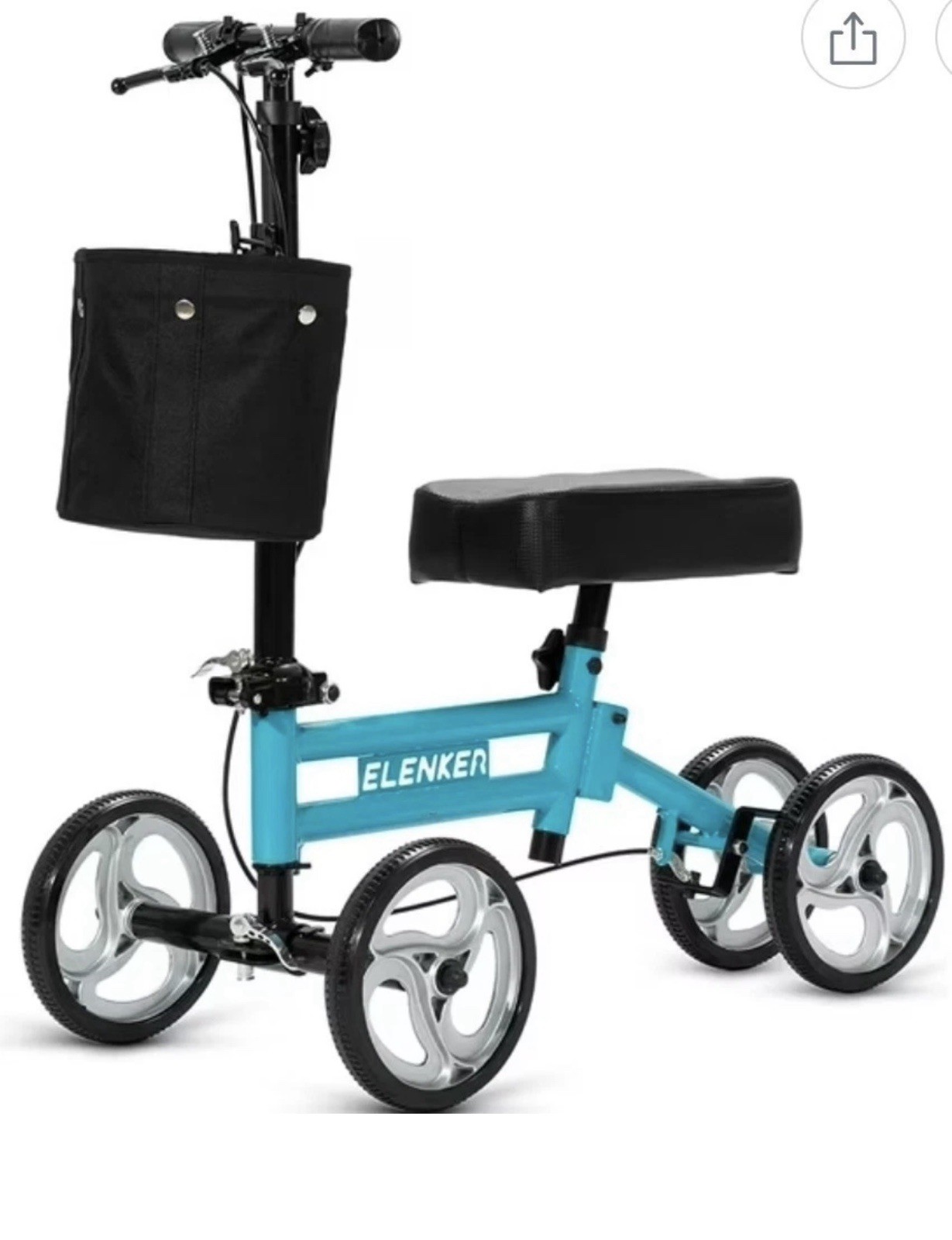 ELENKER YF9005 BLUE Walker Steerable Scooter Crutch