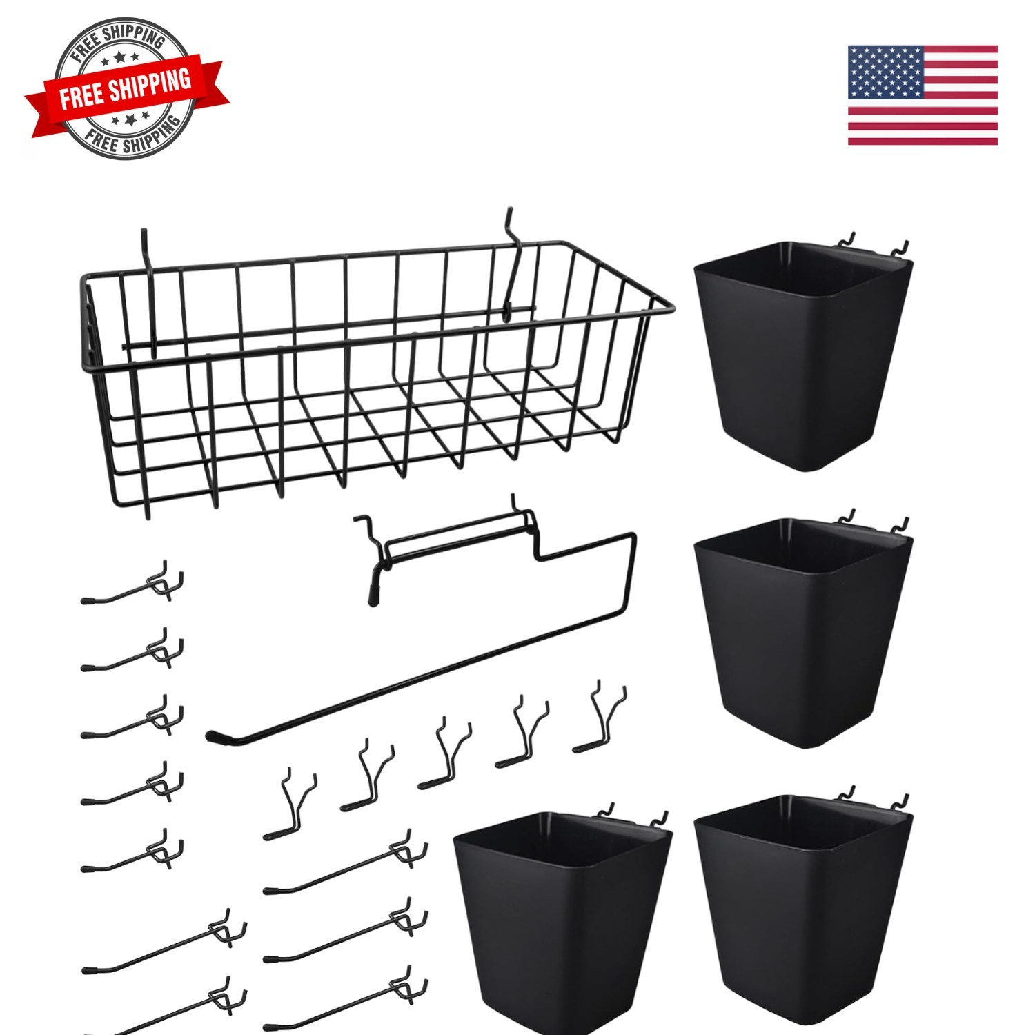 Peg Board Organizer 21 Pack, Pegboard Accessories with Baskets Cups Hooks - 1...