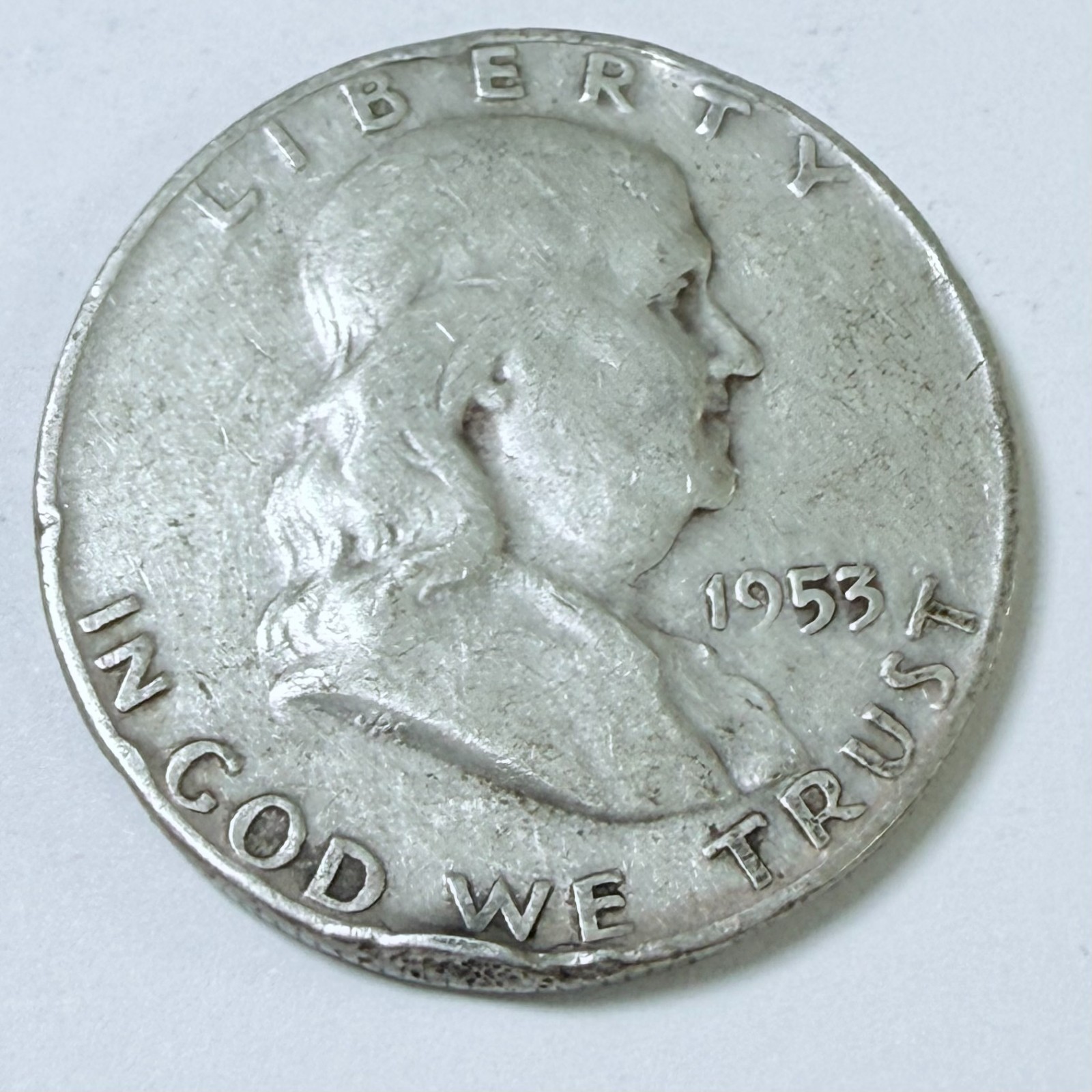 1953 D Franklin Half Dollar, 90% Silver Circulated Coin #7375