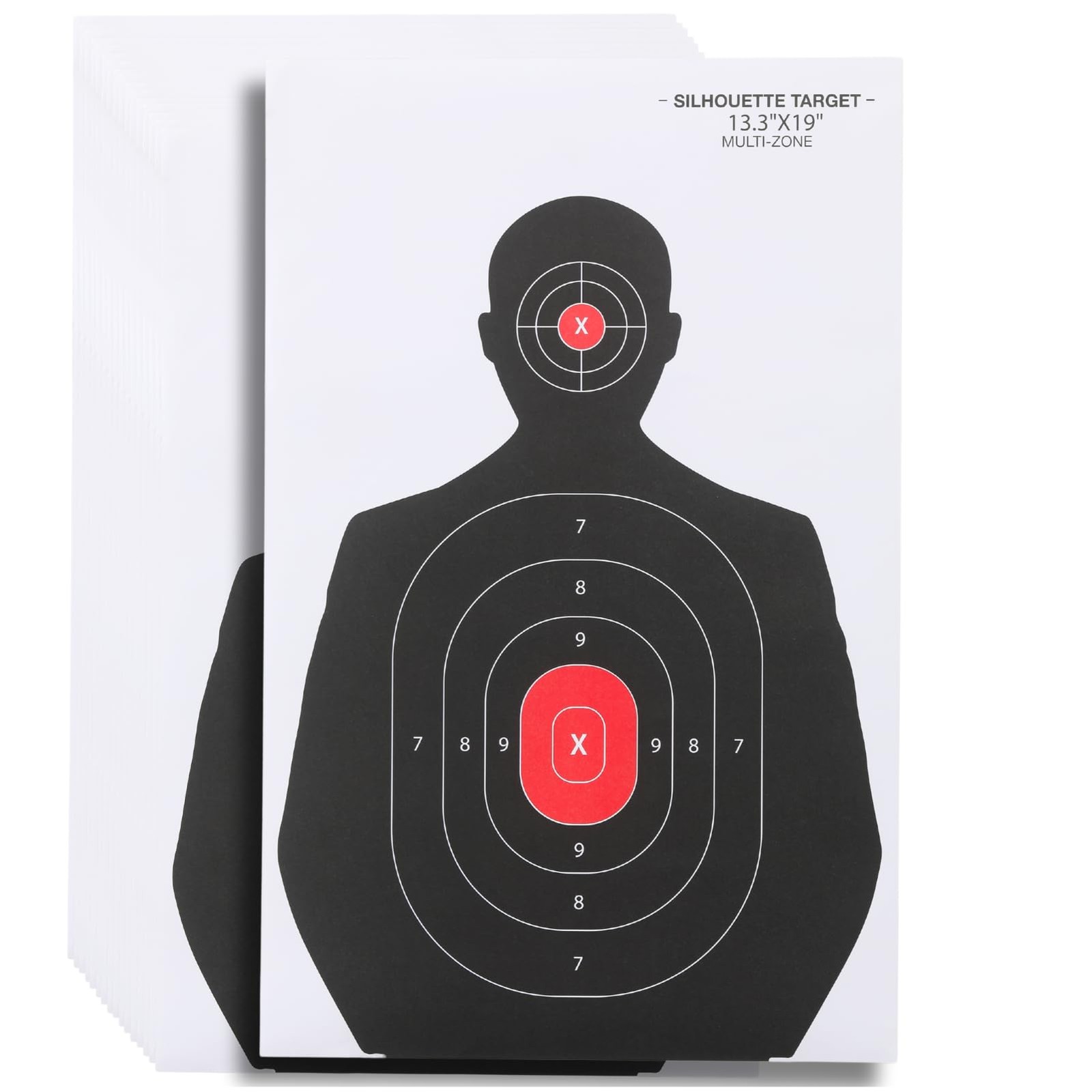 50 Pack Paper Shooting Targets 14x22 Inch -Large Silhouette 50 Pack, White