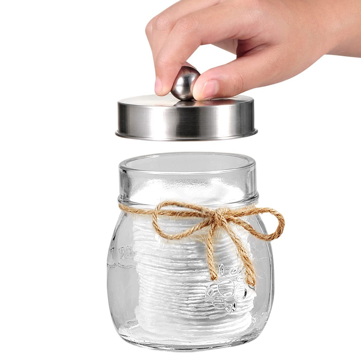 Mason Jar Bathroom Accessories Set(4 Pcs) -Lotion Soap Dispenser & 2 Qtip Hol...