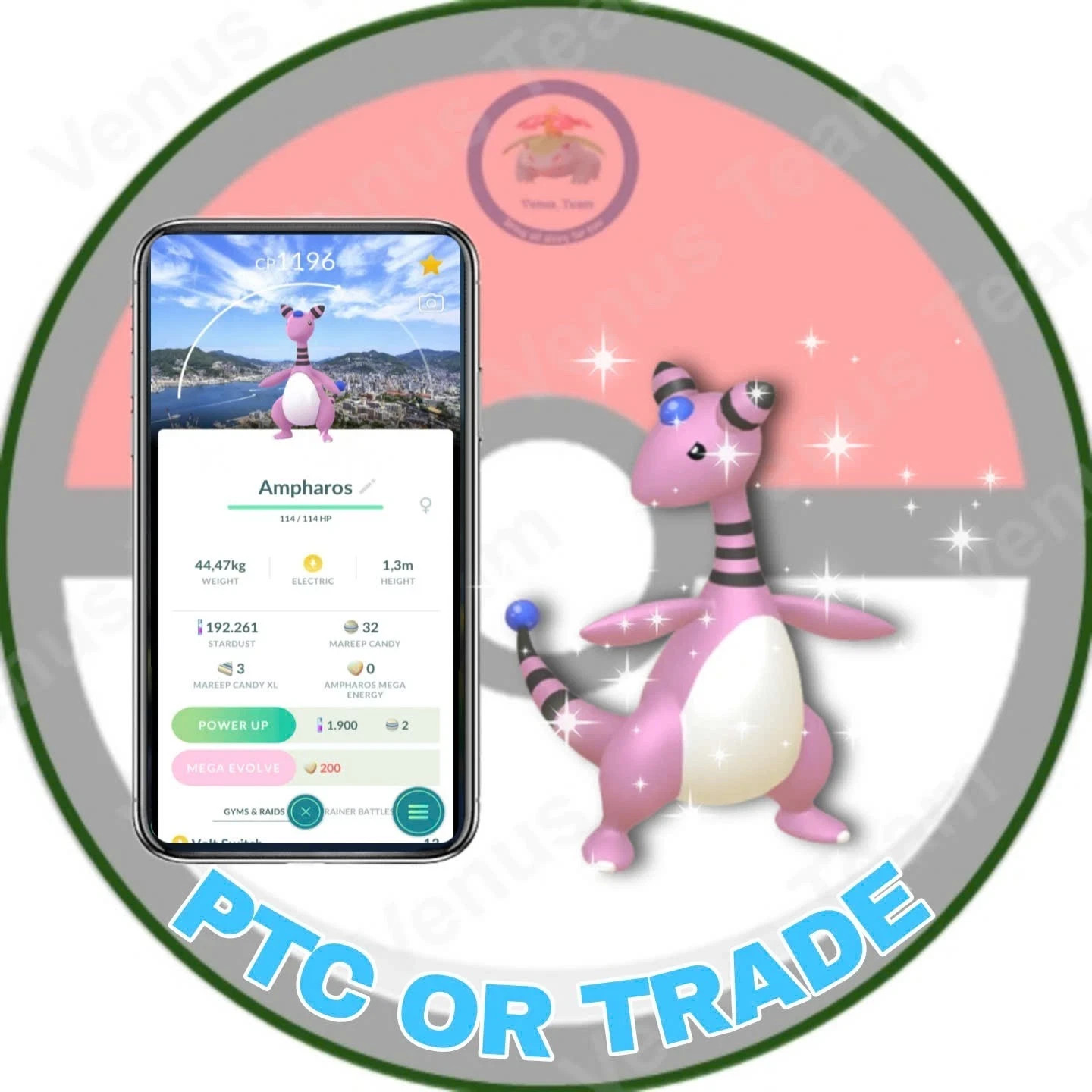 Pokémon Go ✨ Shiny Ampharos Nagasaki Background ✨ PTC 80K OR 1Mil Dust