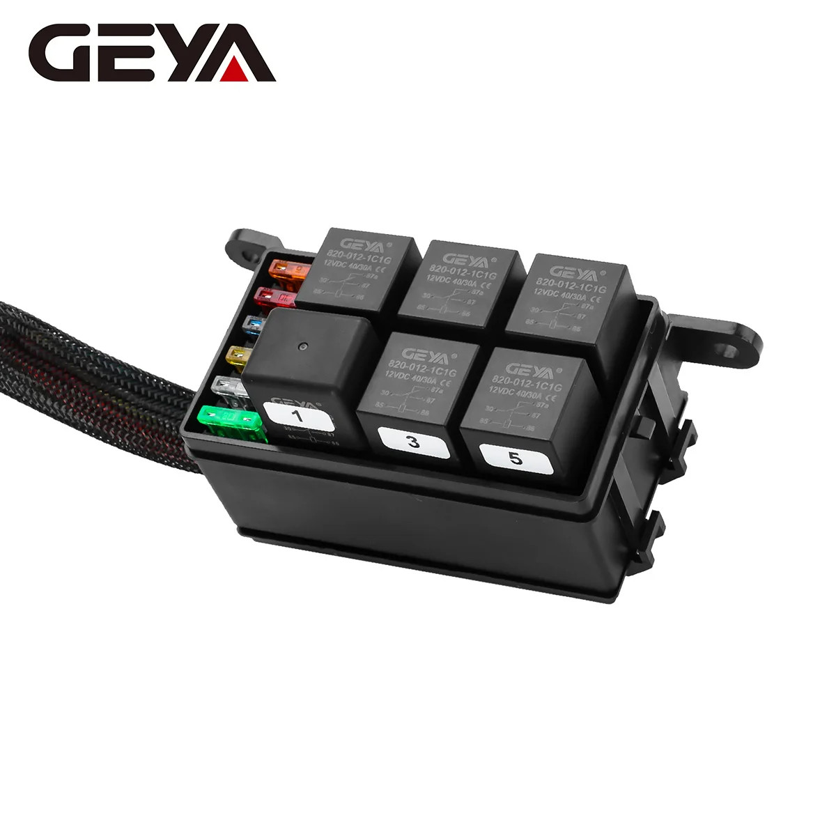 GEYA 12V Box Pre-Wired Fuse Relay Block Kit 40A 6 Slot ATC/ATO Car Truck Boat RV