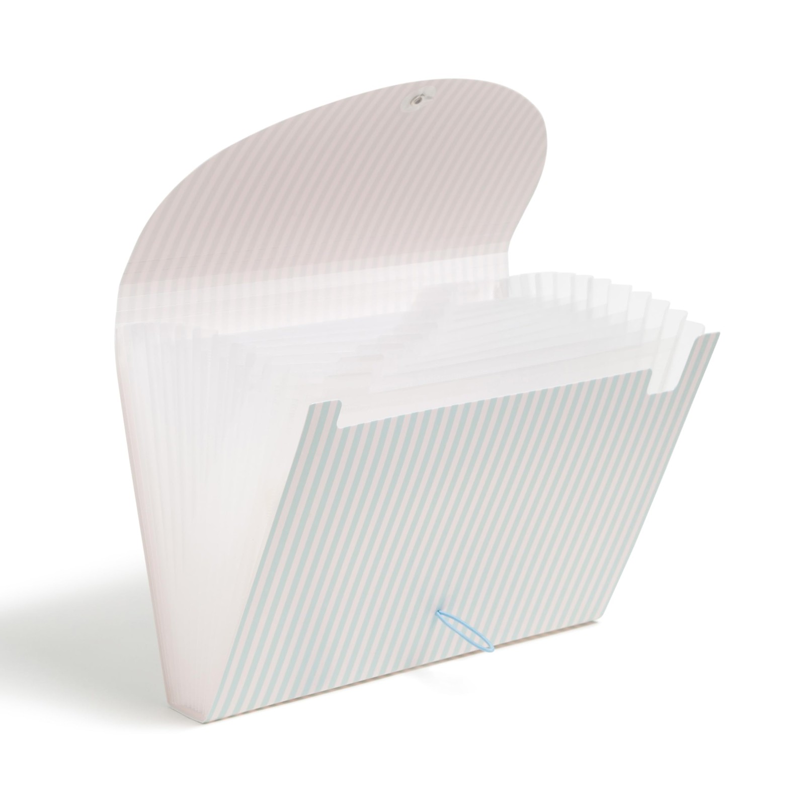 U Brands 13 Pocket Poly Expandable File, 13" x 9.65" x Letter, Striped Blue