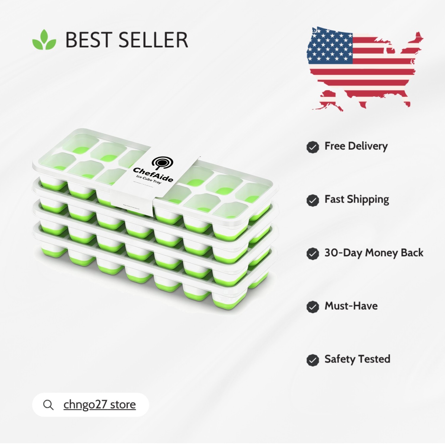 Durable Ice Cube Tray Set - 4 BPA Free Trays for Effortless Ice for Cocktails