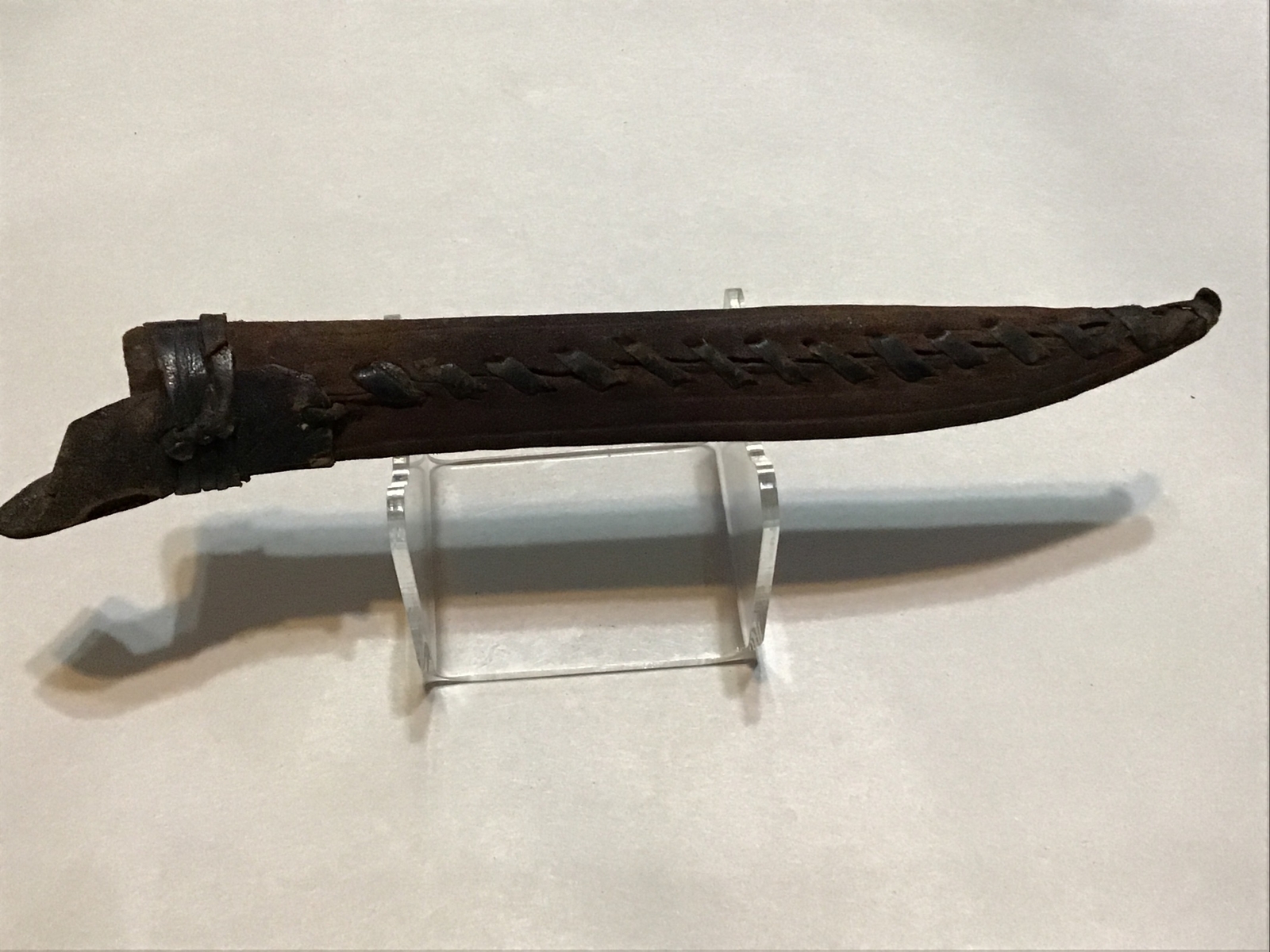 Antique Authentic Creation Dagger Knife Bone Handle Leather Sheath