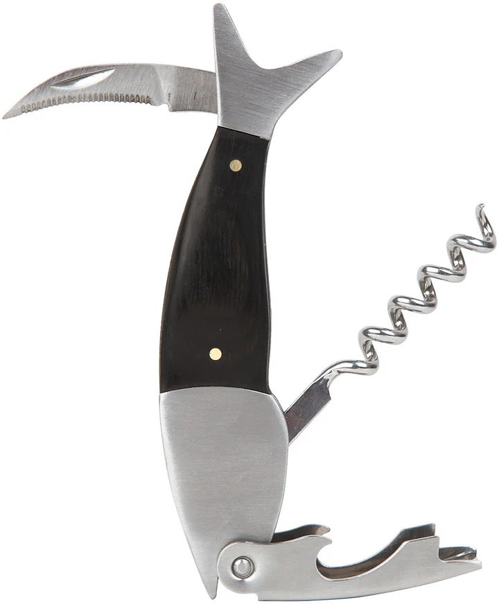 Kikkerland Dark Wood Fish Corkscrew