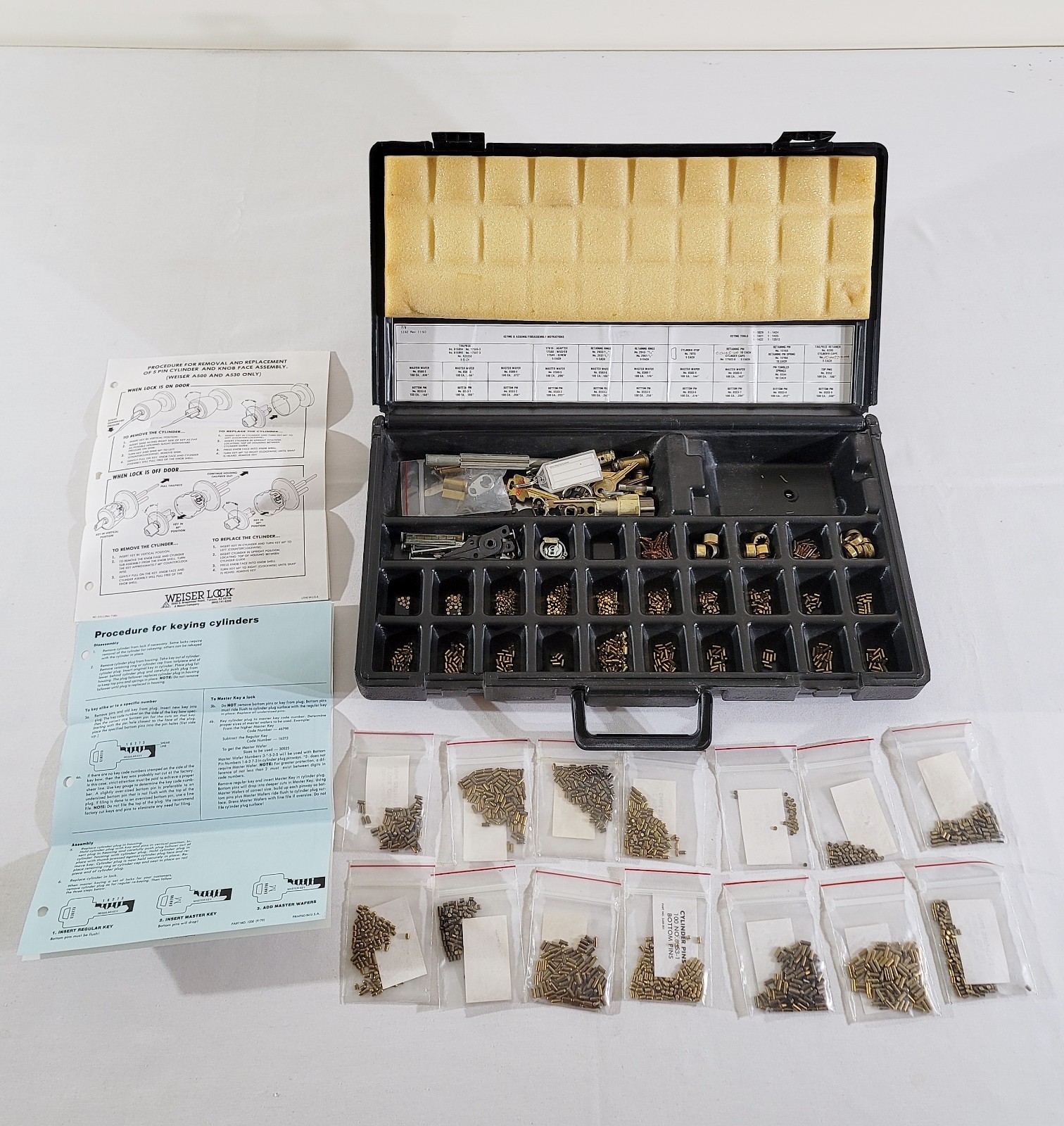 WEISER (KWIKSET) Builders Large Keying Kit Keyway + Lots of Extra Cylinder Pins