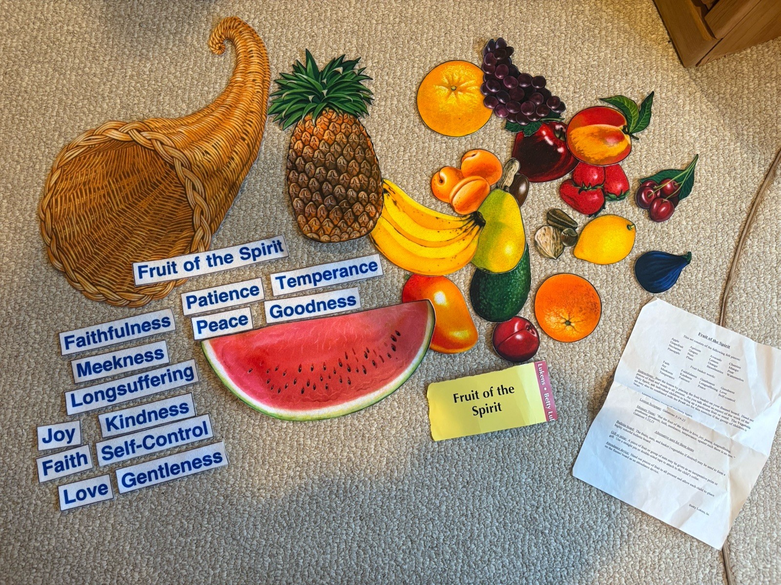 Betty Lukens Thru Bible in Felt Fruit Of The Spirit Set Bible Sunday School