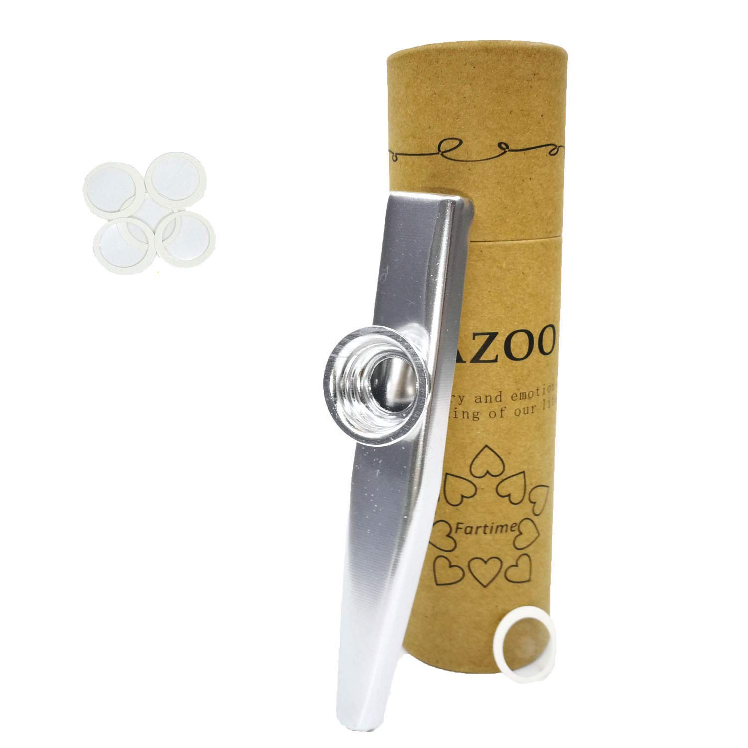 Silver Aluminum Kazoo Musical Instrument 5 Diaphragms Gift Box Set Kids & Adults
