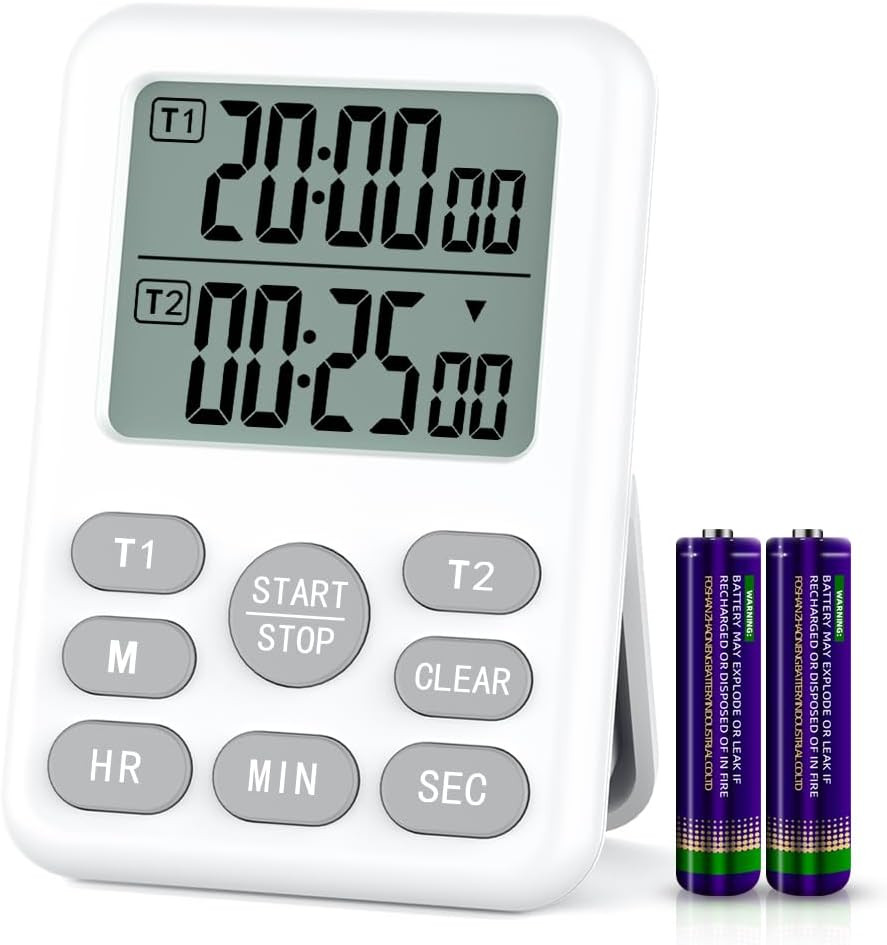 Dual Kitchen Timer Digital - 2 Channel for Cooking with Loud Adjustable Alarm, M