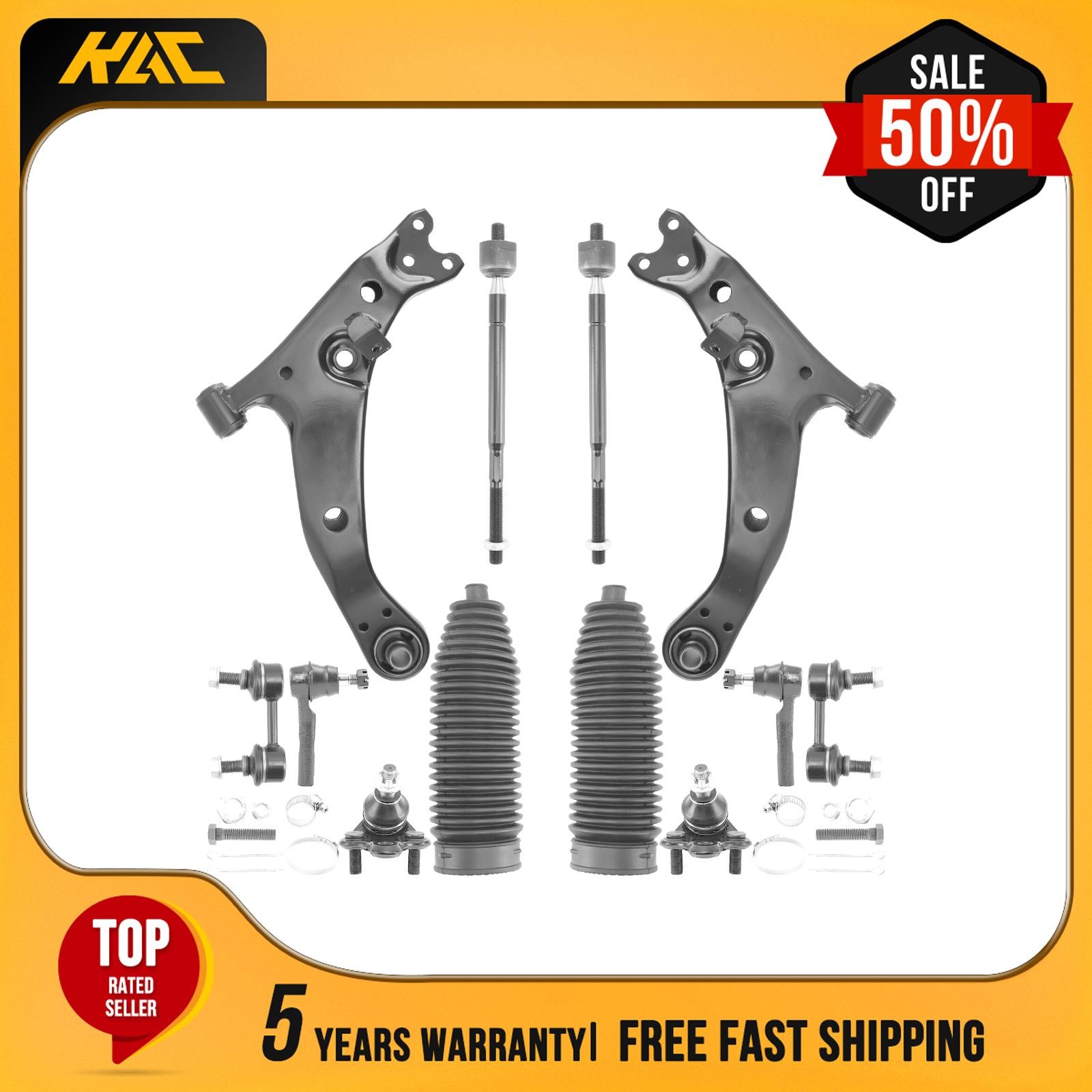 12pc Front Lower Control Arm Ball Joint Tie Rod End For 1996-2002 Toyota Corolla