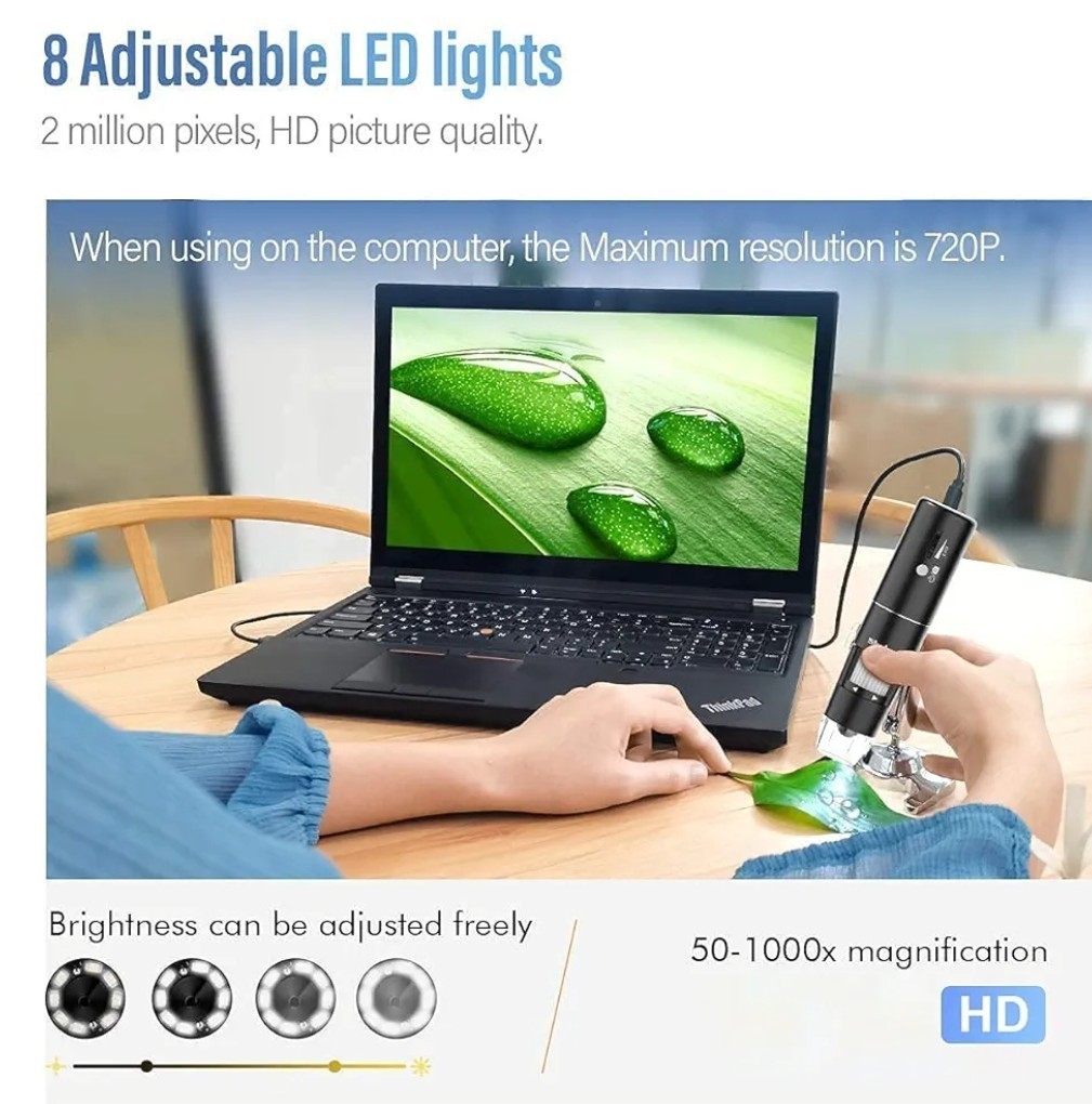 Wireless Digital Microscope 50X-1000X Magnification WiFi Portable Handheld