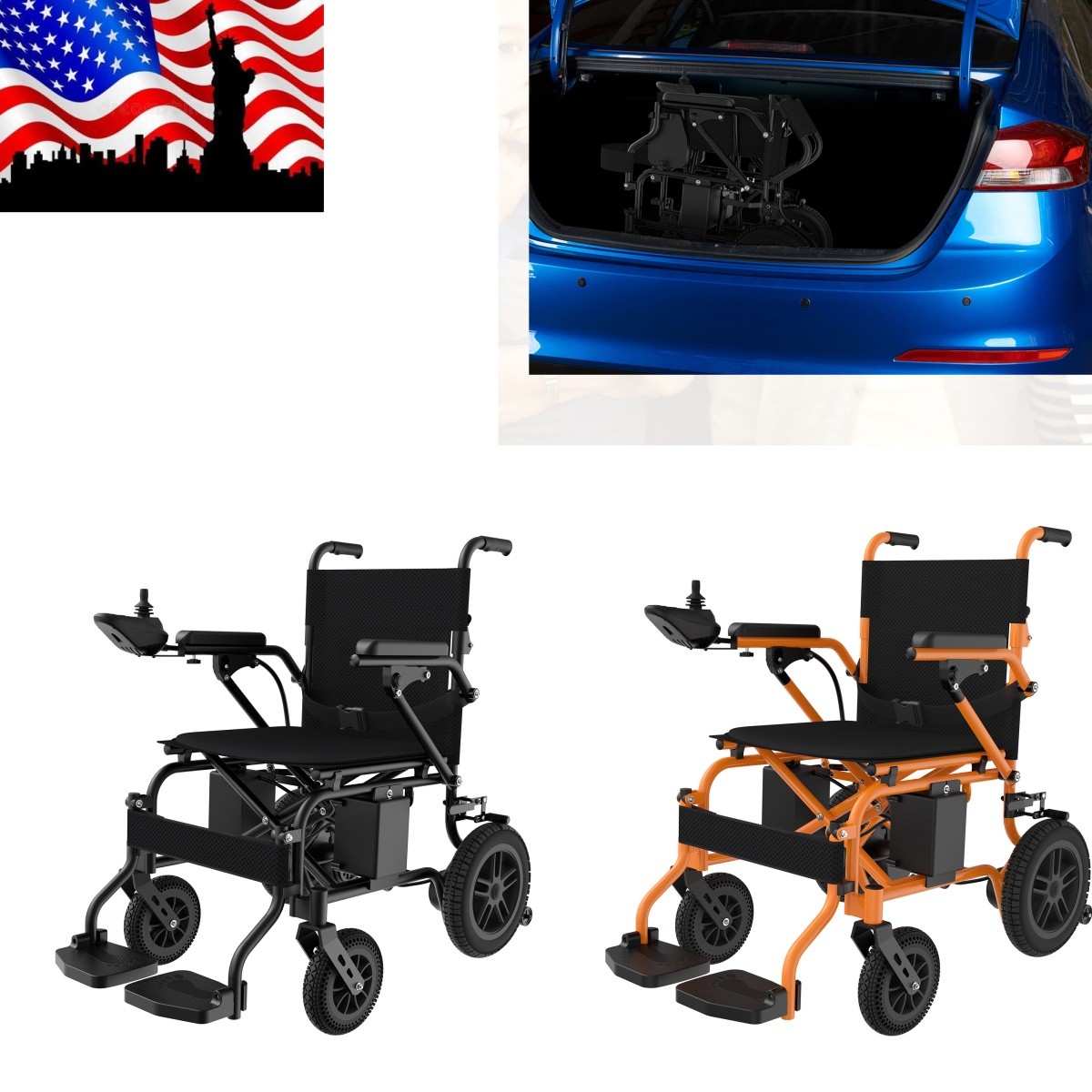 Intelligent Electric Wheelchair Lightweight Foldable Mobility Travel Powerchair