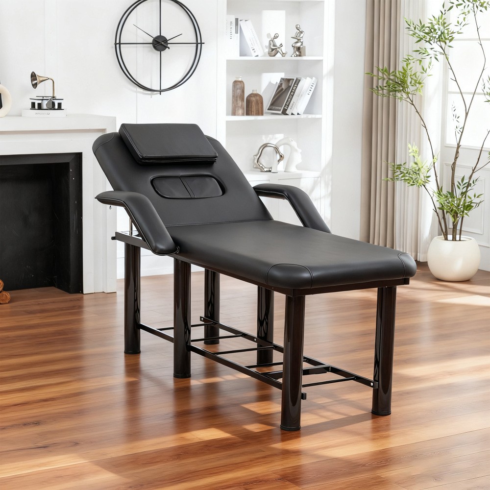 Massage Table Bed Spa Bed with Removable Headrest & Breast Cushions, Armrests
