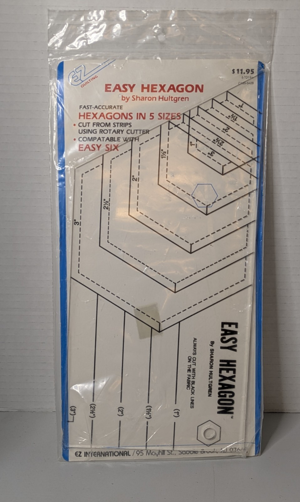 EZ Quilting Template Easy Hexagon in 5 sizes  # 670146 By Sharon Hultgren