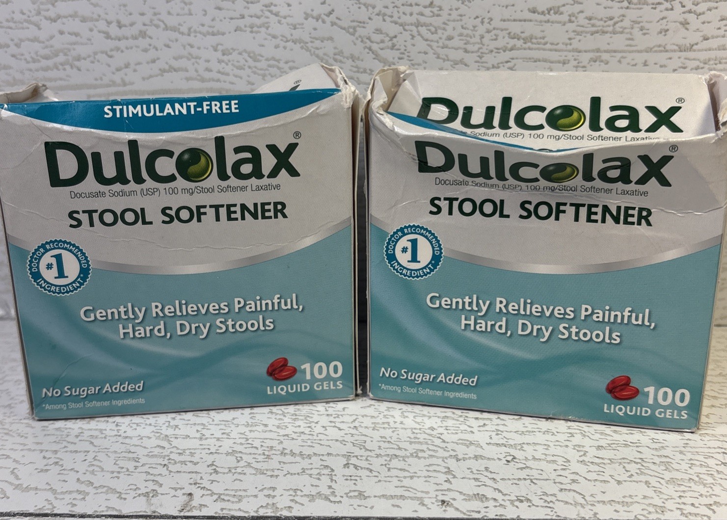 Lot Of 2- Dulcolax Stool Softener No Sugar Added. 100 Liquid Gels Dmg Box 7/26