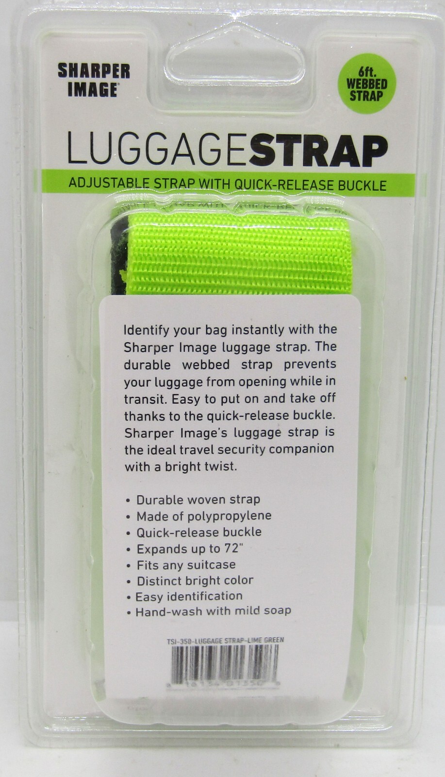 Sharper Image 6Ft. Webbed Strap with Adjustable Strap & Quick Release. New.