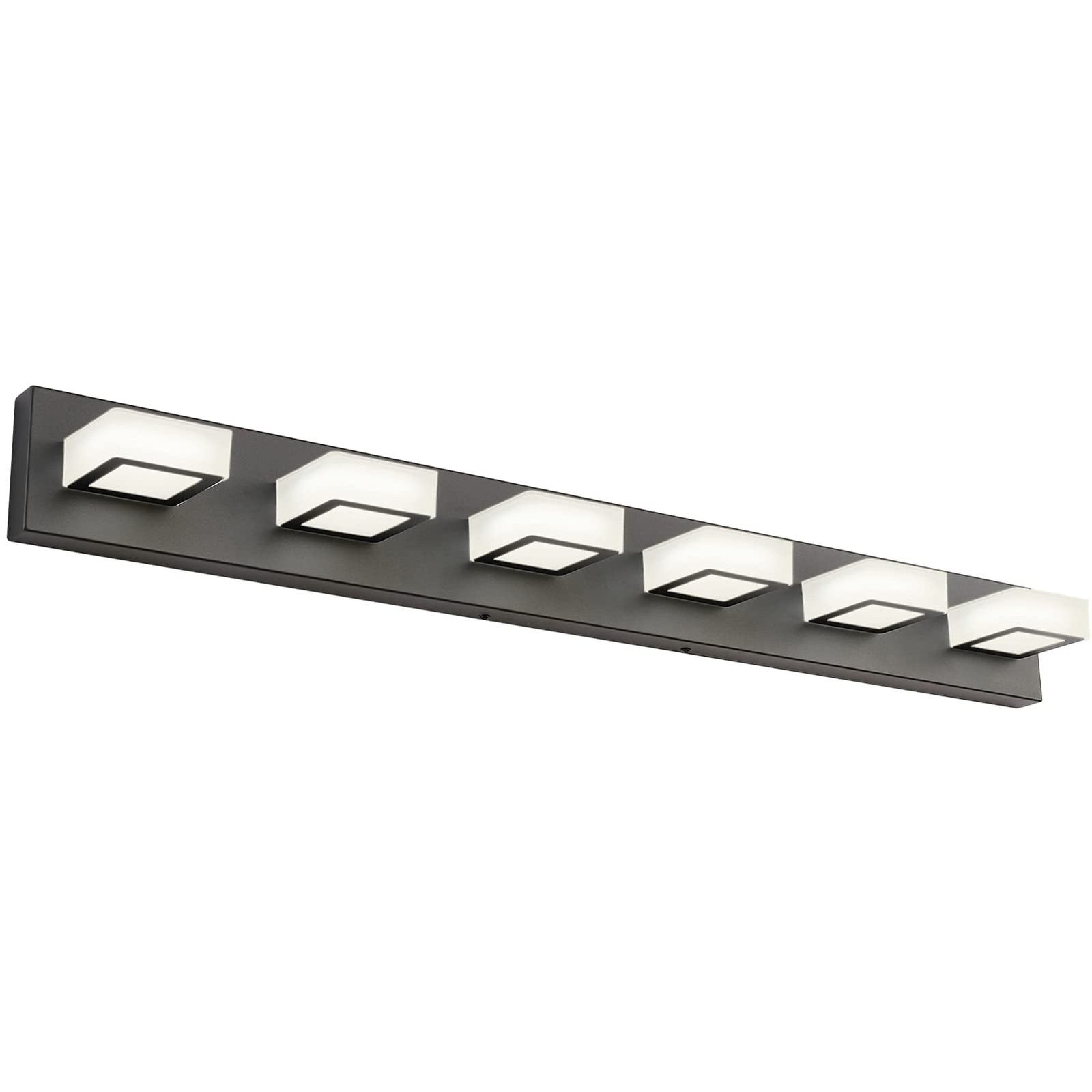 Ralbay Modern Matte Black Bathroom Vanity 6 Lights (4500K Neutral White Light)