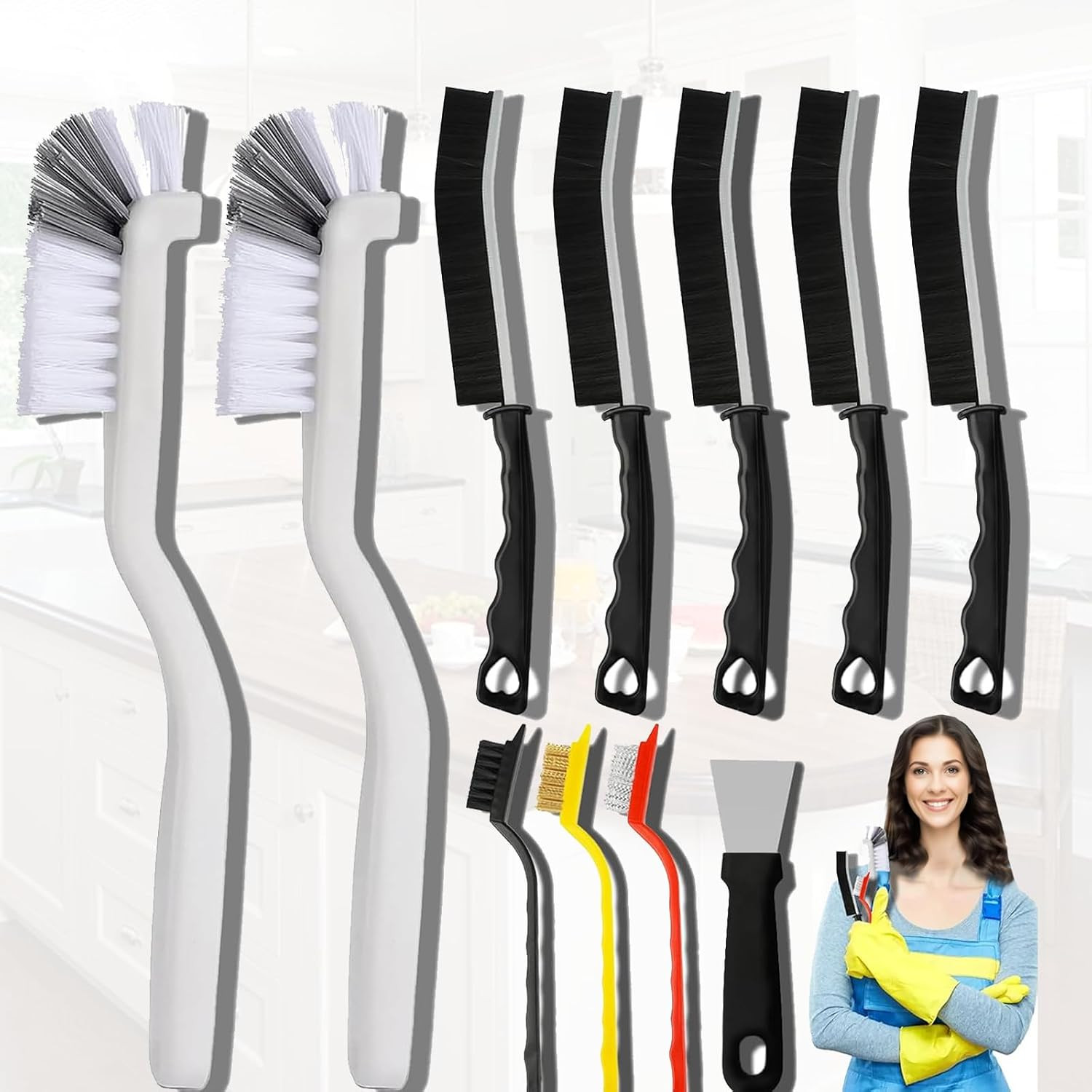 11 Pack Cleaning Brush Set for Kitchen and Bathroom Gap Crevice Stove Sink Windo