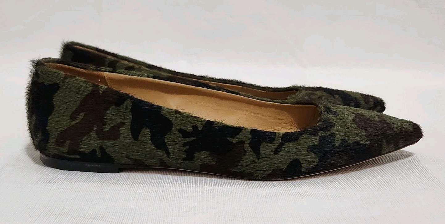 Women's UGG Collection Camo Green Leather Ballet Flat Size 9 Made In Italy