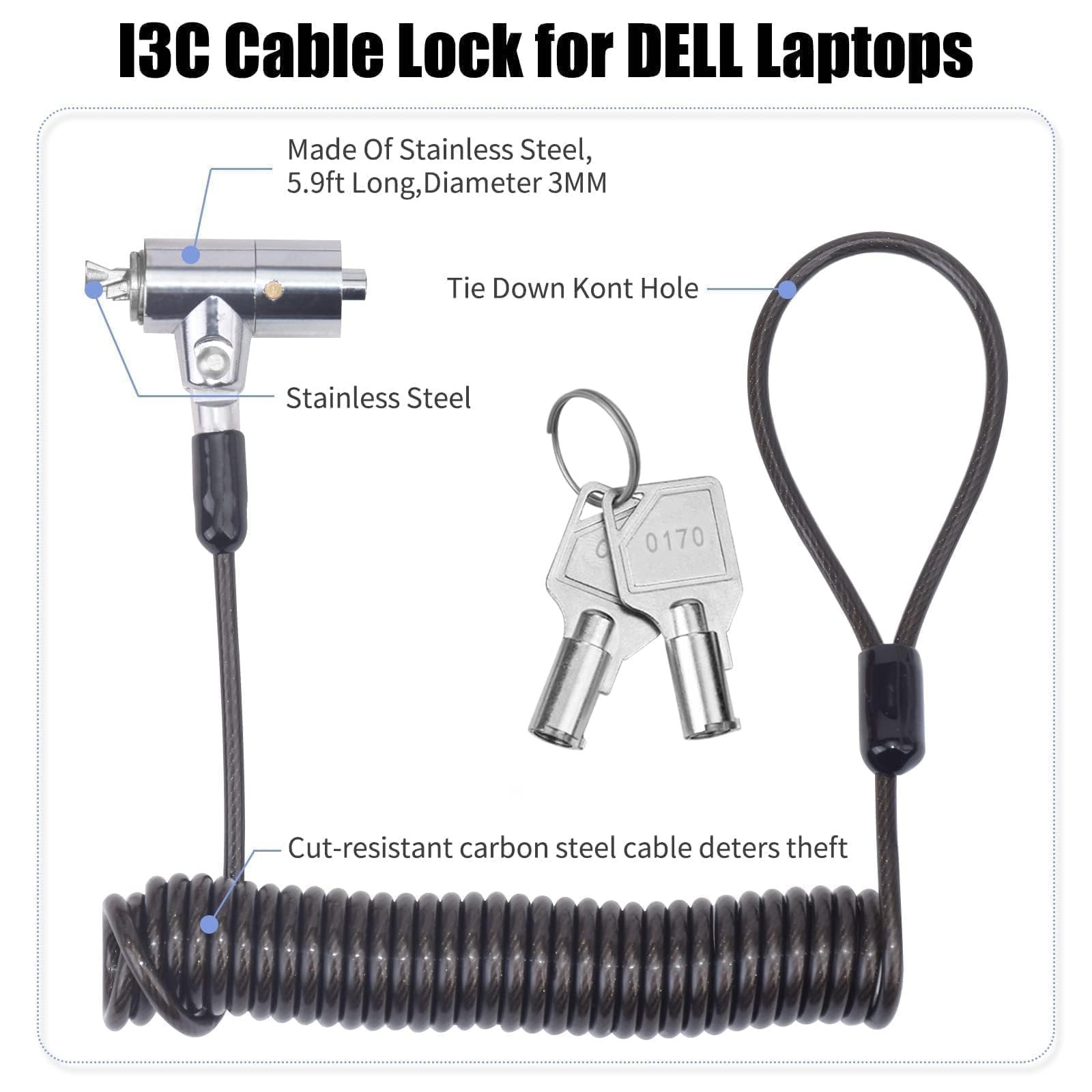 Laptop Cable Lock for 5.9FT Cable Lock for Laptop Anti Theft Security Locking...