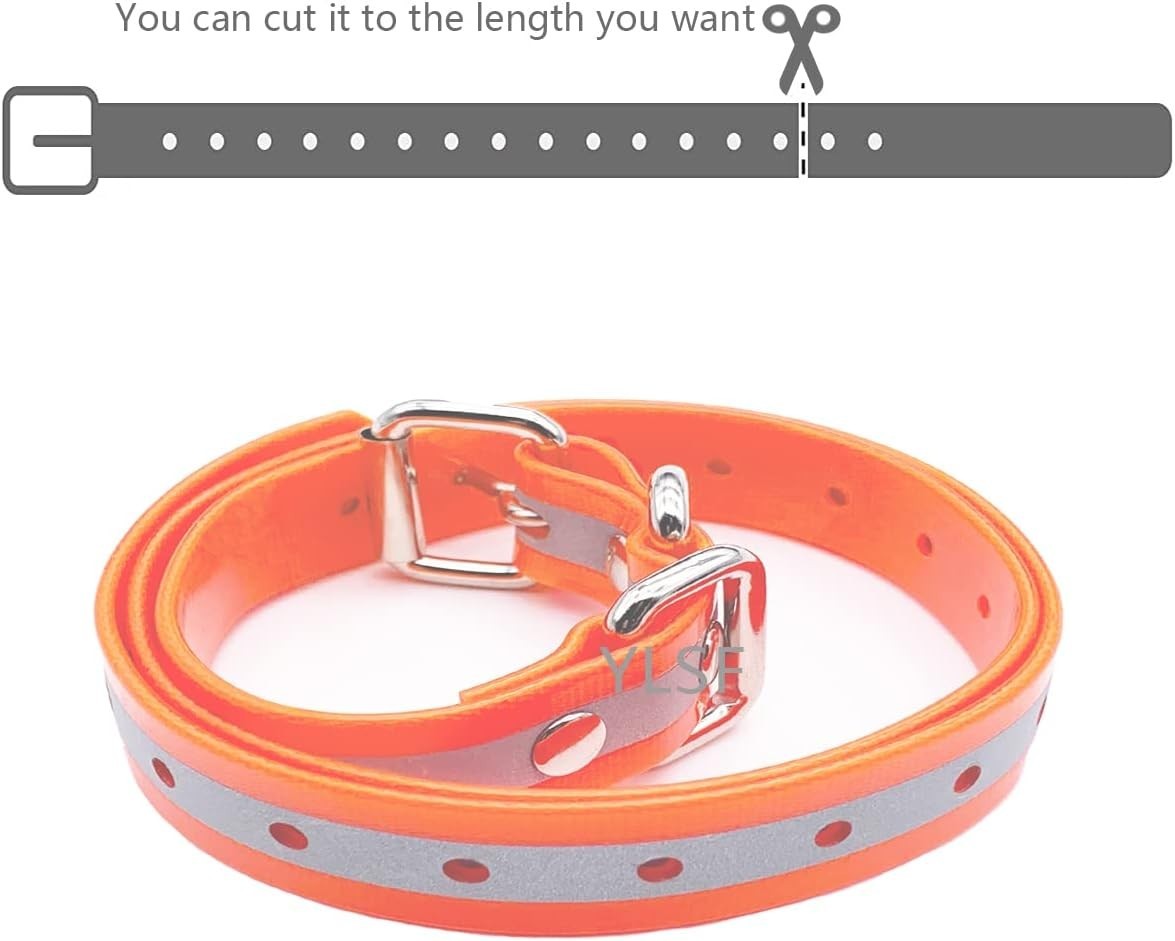 Adjustable Orange Reflective TPU Dog Collar Strap for Training Shock Collars